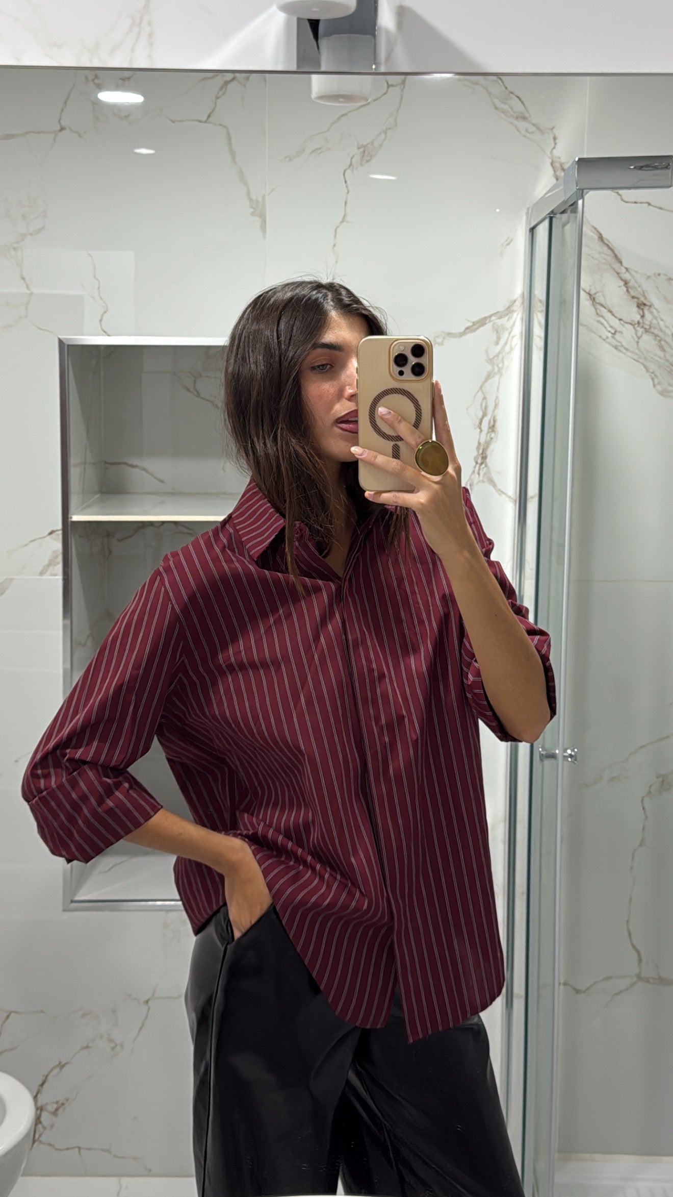 Camicia righe bordeaux