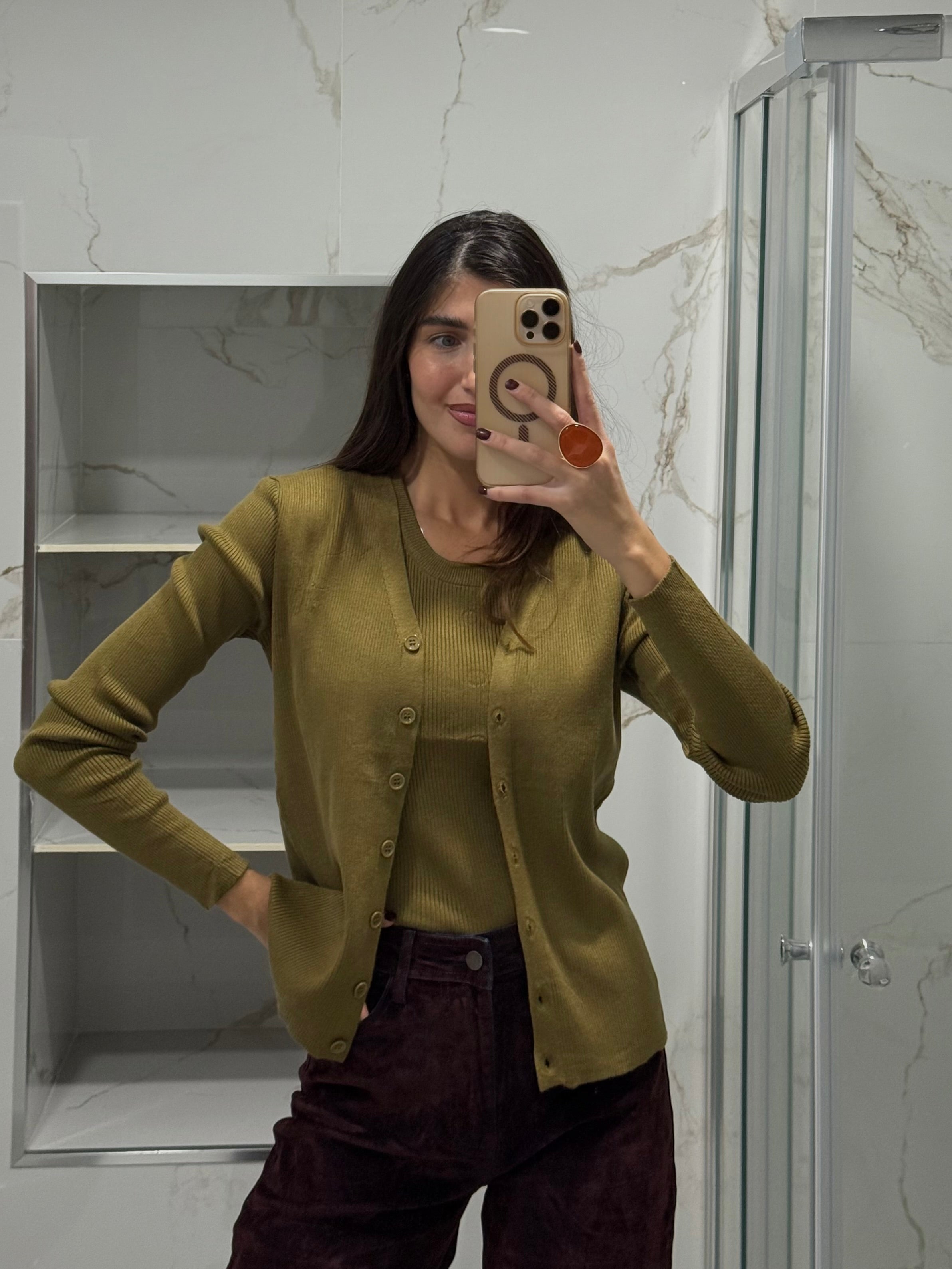 Canotta + cardigan verde