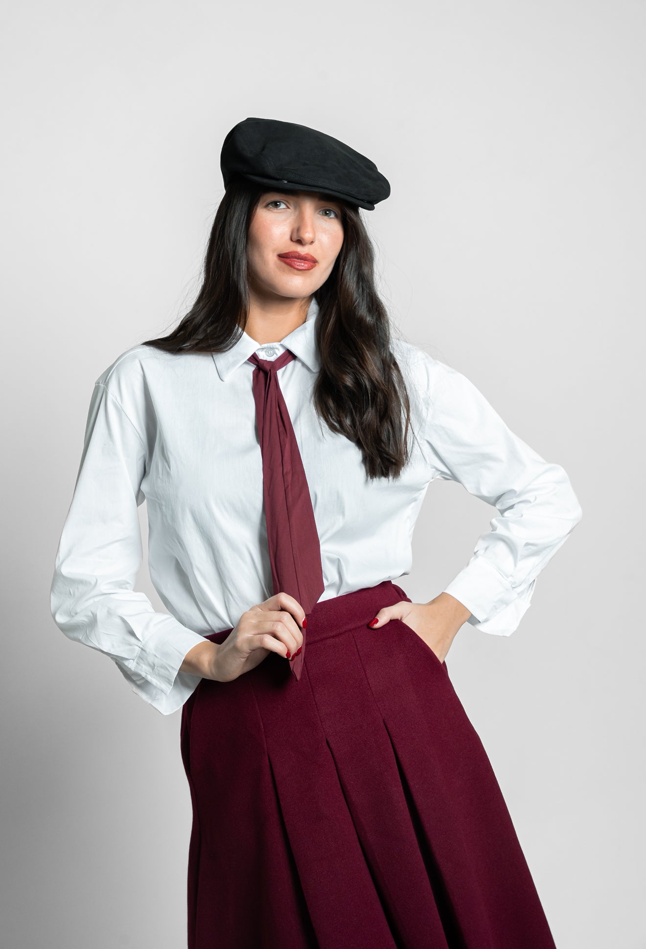 Camicia cravatta bordeaux