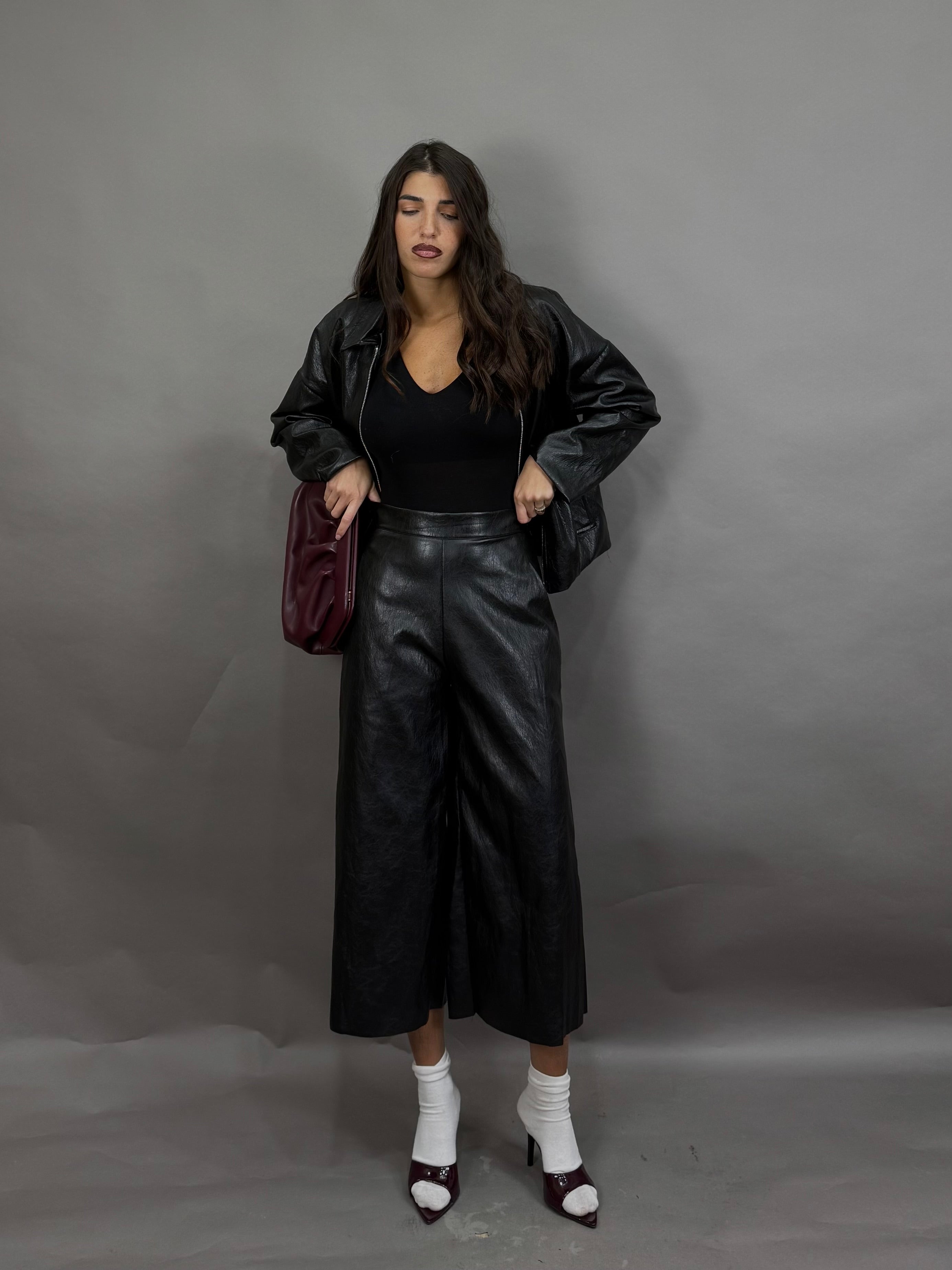 Maxi bermuda in ecopelle