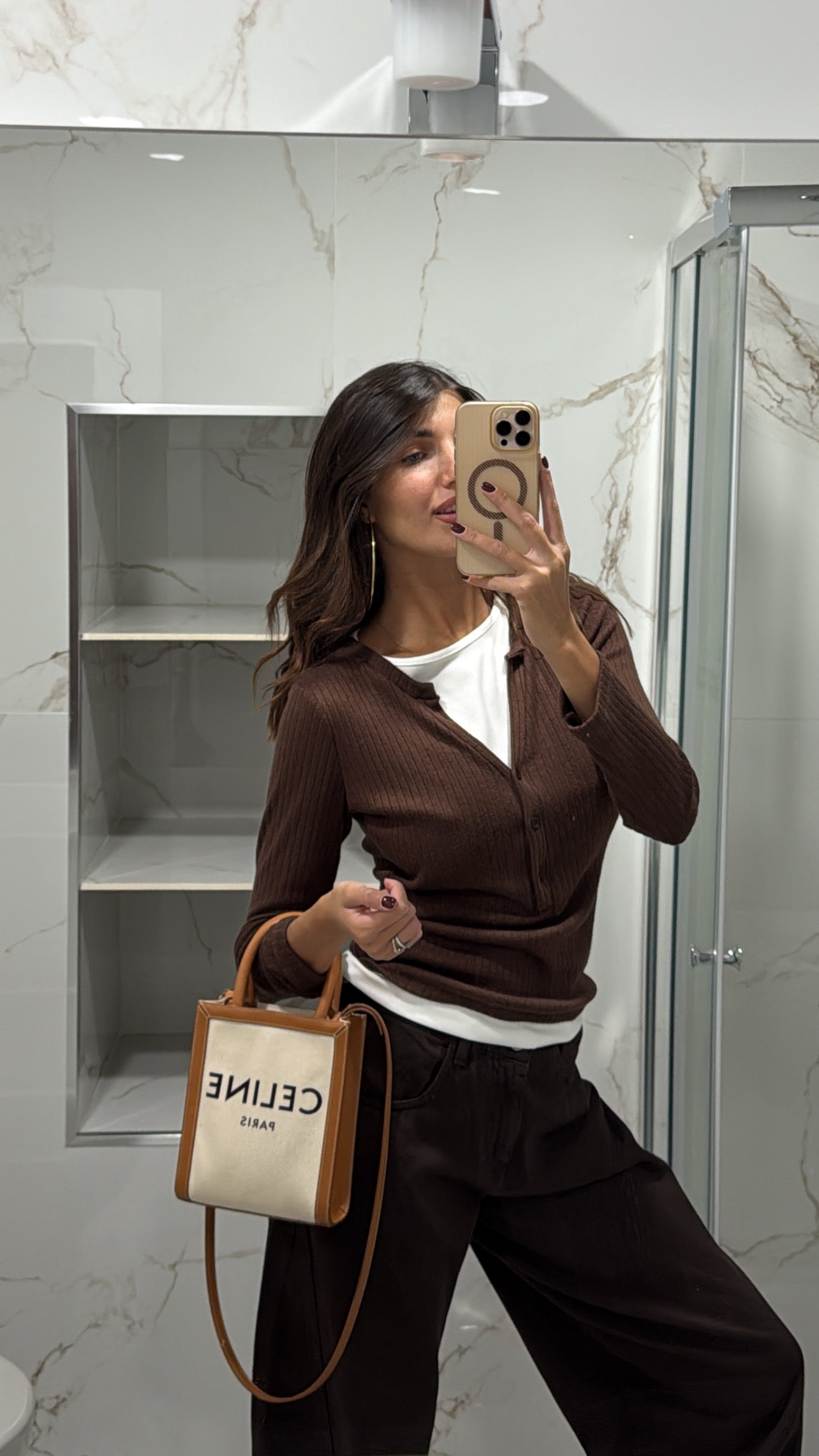 Maglia doppia marrone