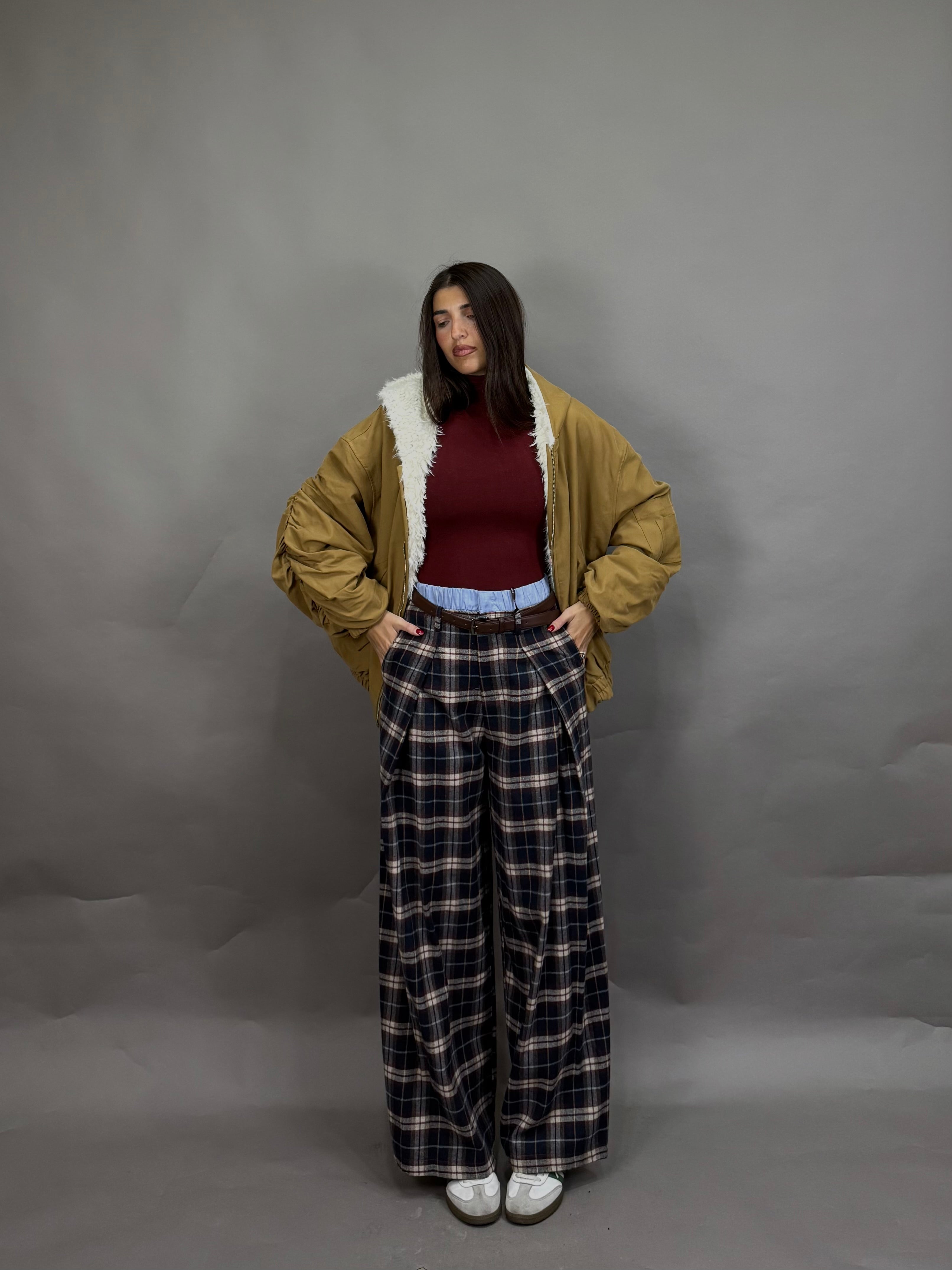 Pantalone quadri lumina blu