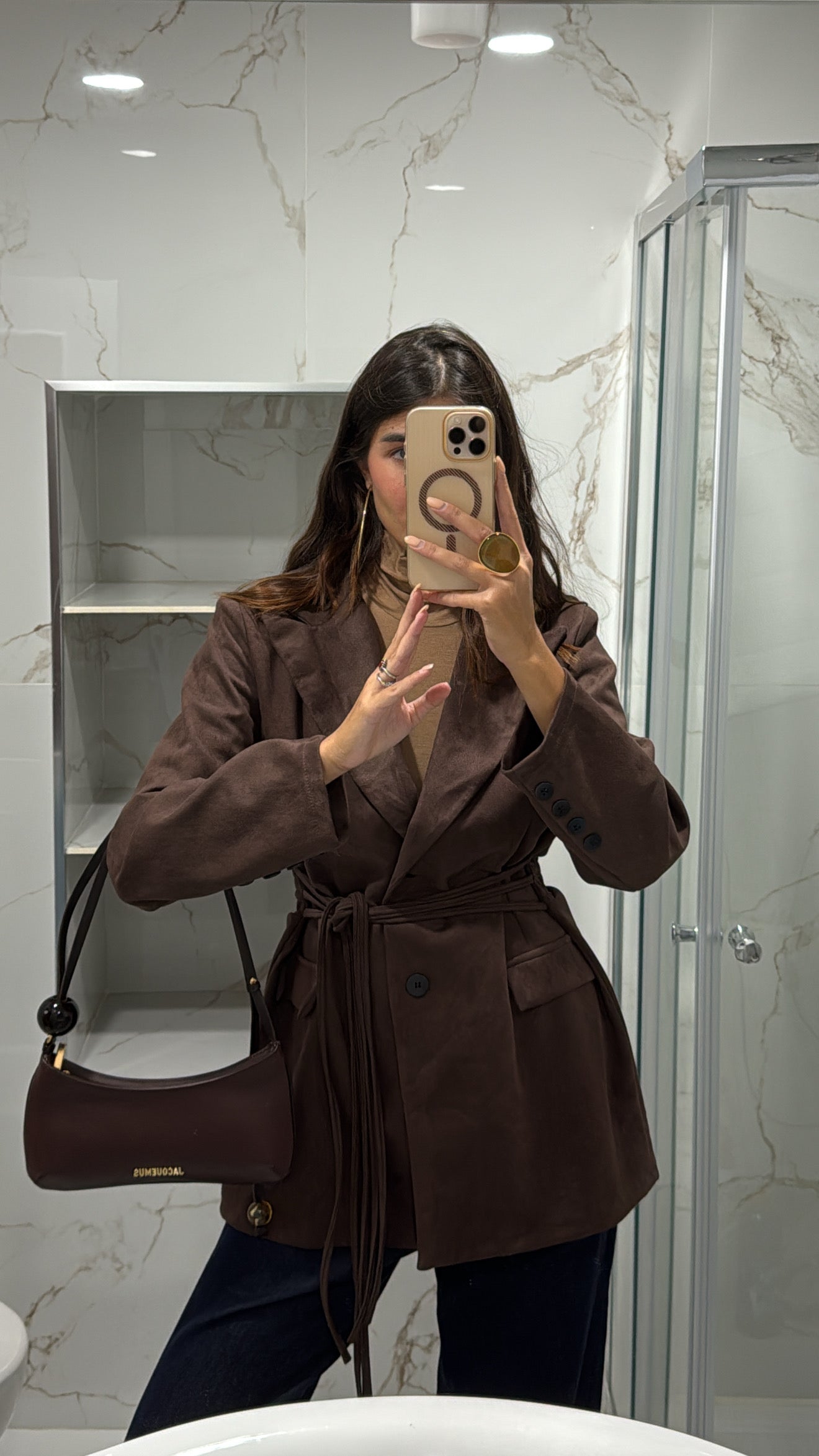 Blazer scamosciato marrone