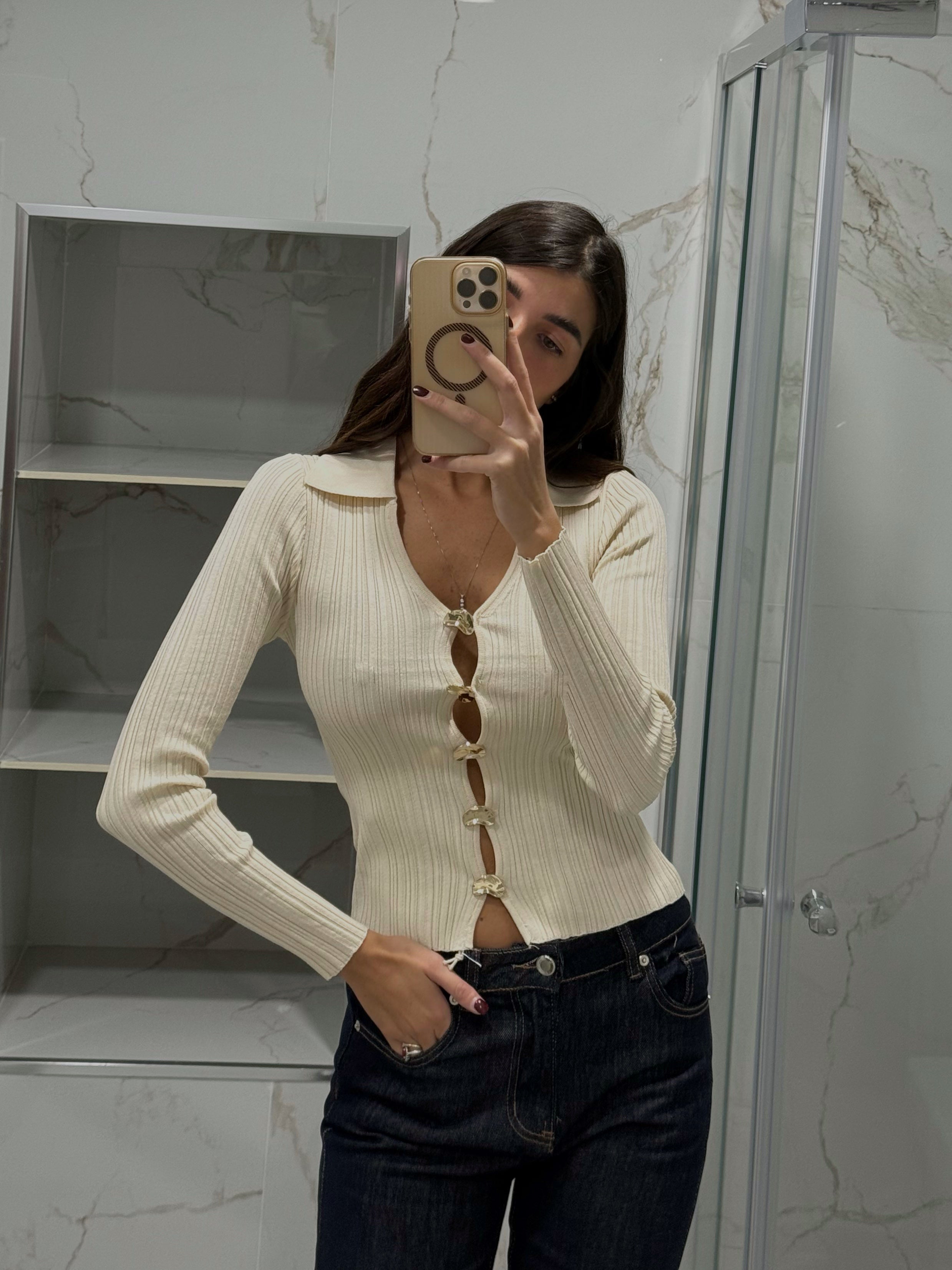 Maglia gioiello panna