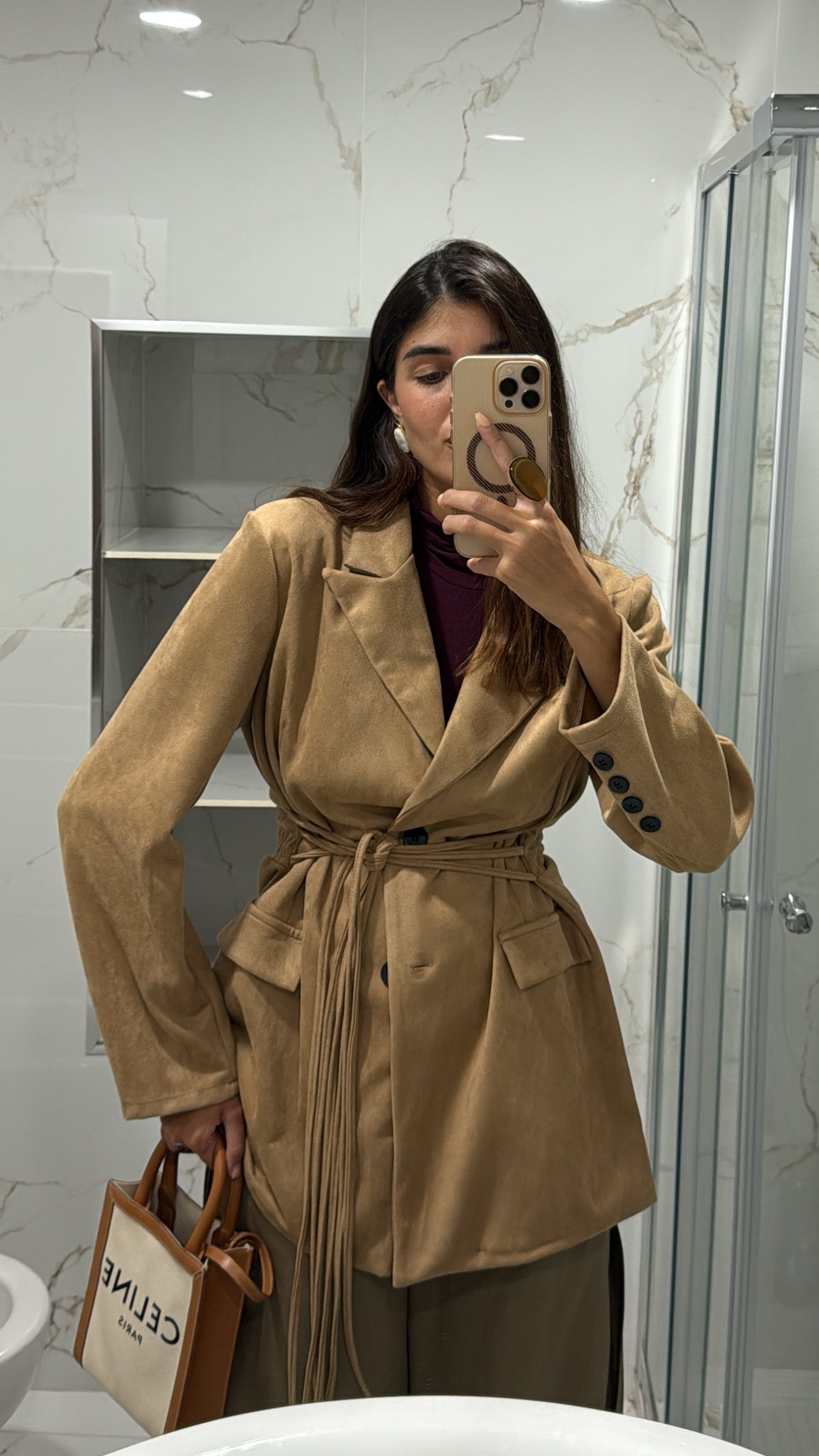 Blazer scamosciato cammello
