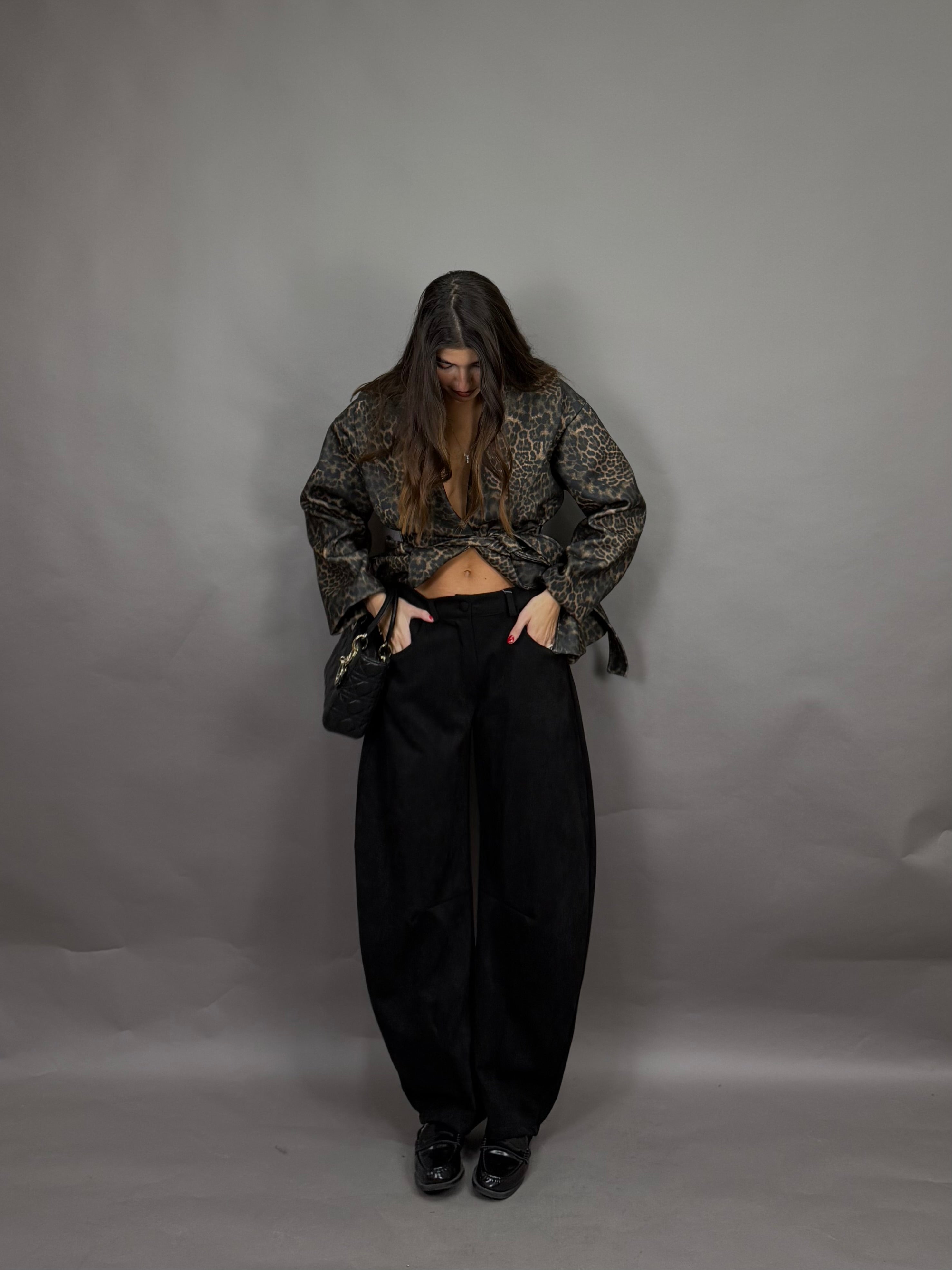 Pantalone scamosciato nero