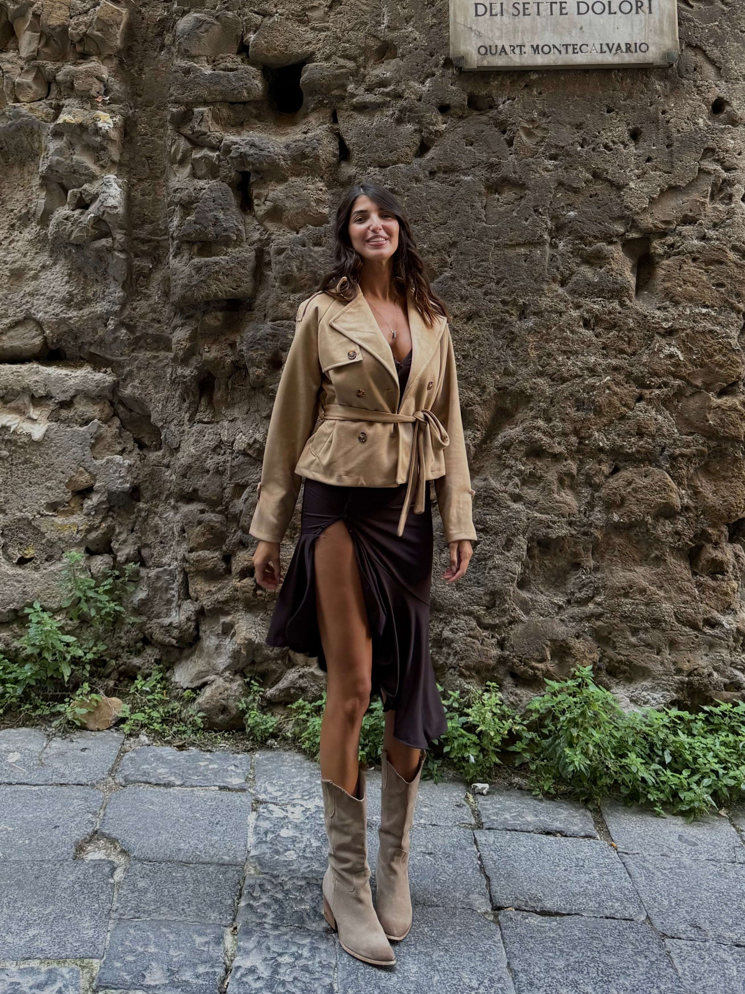 Trench in camoscio cammello