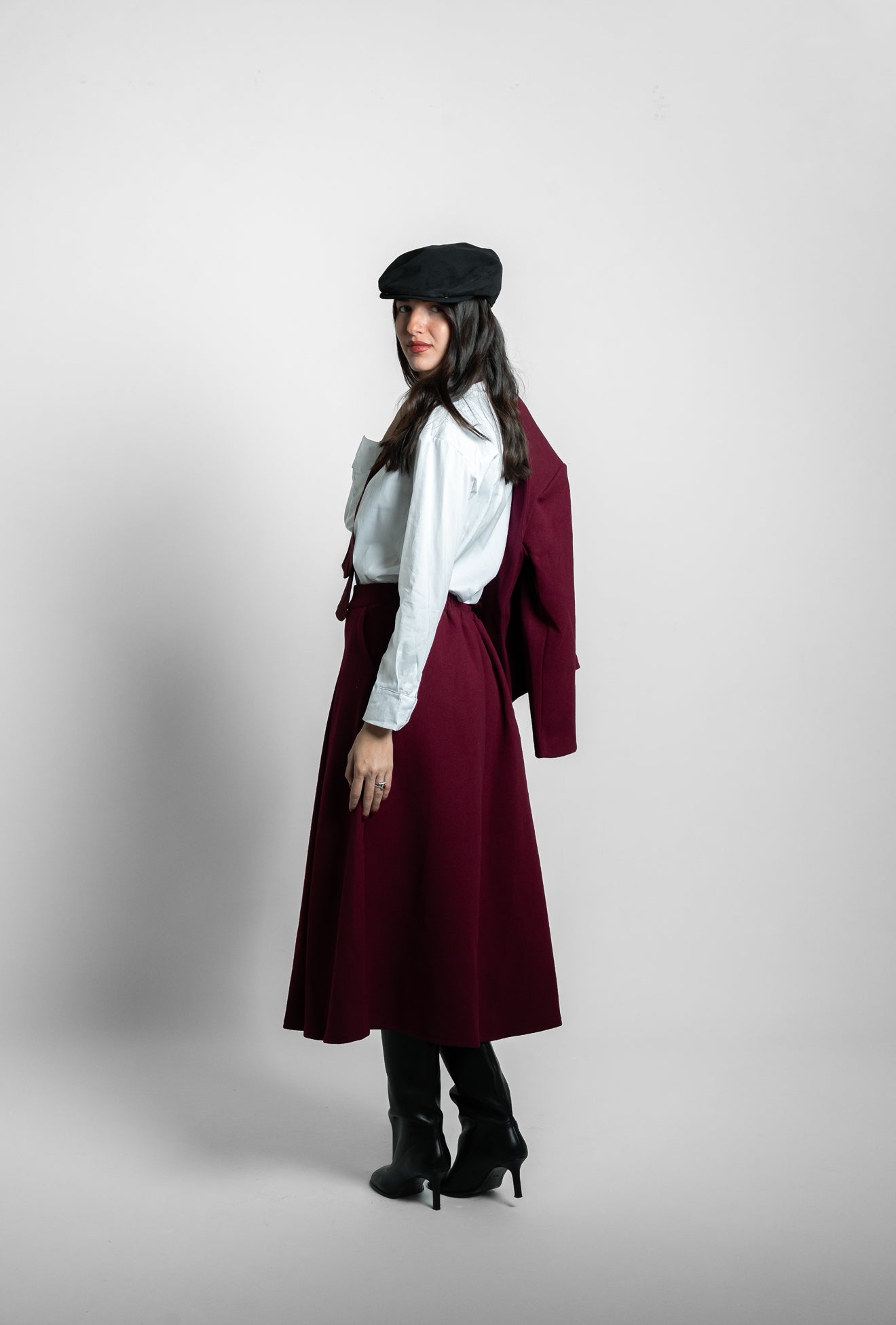 Gonna in panno bordeaux