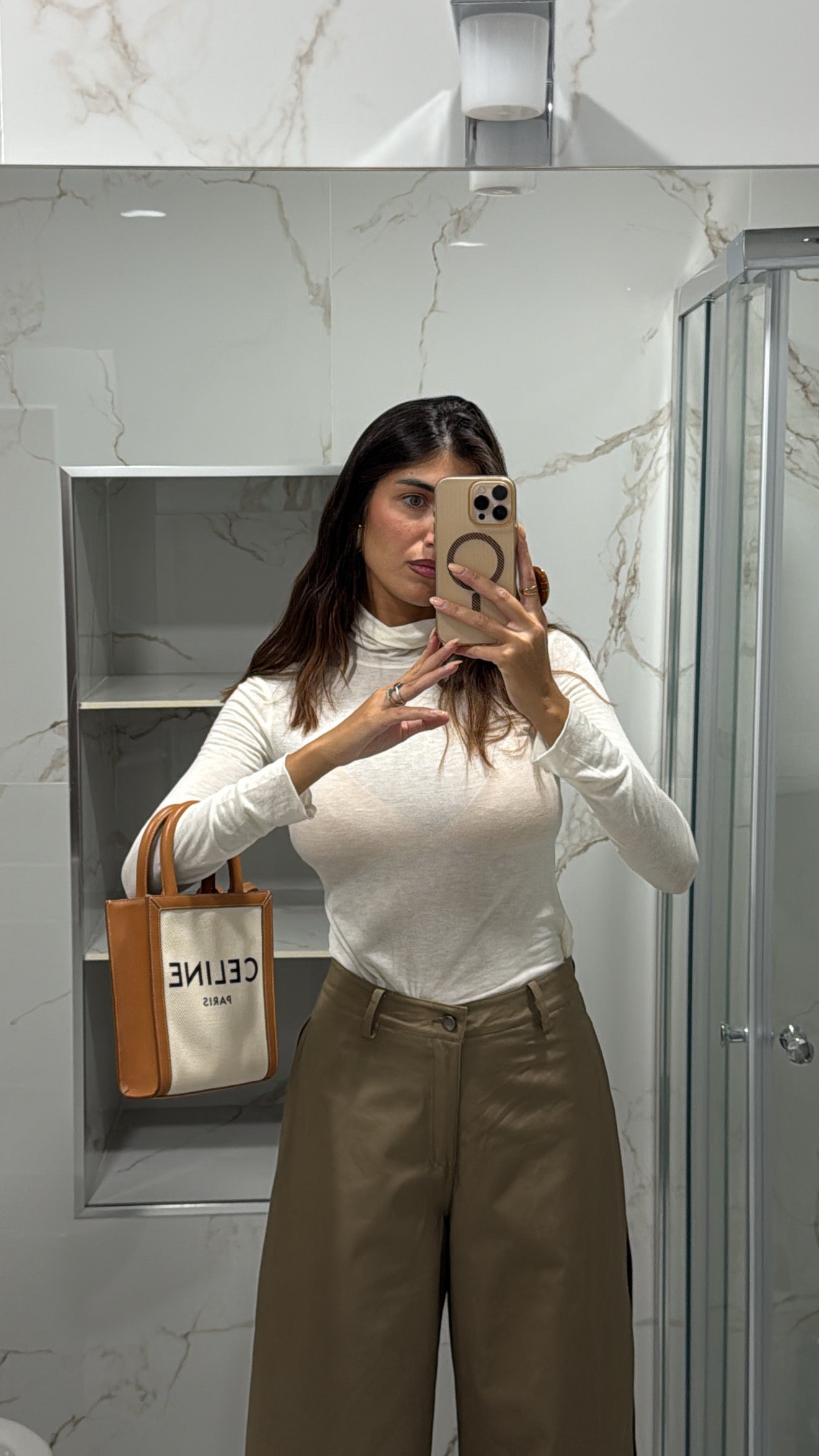 Maglia misto cachemire panna