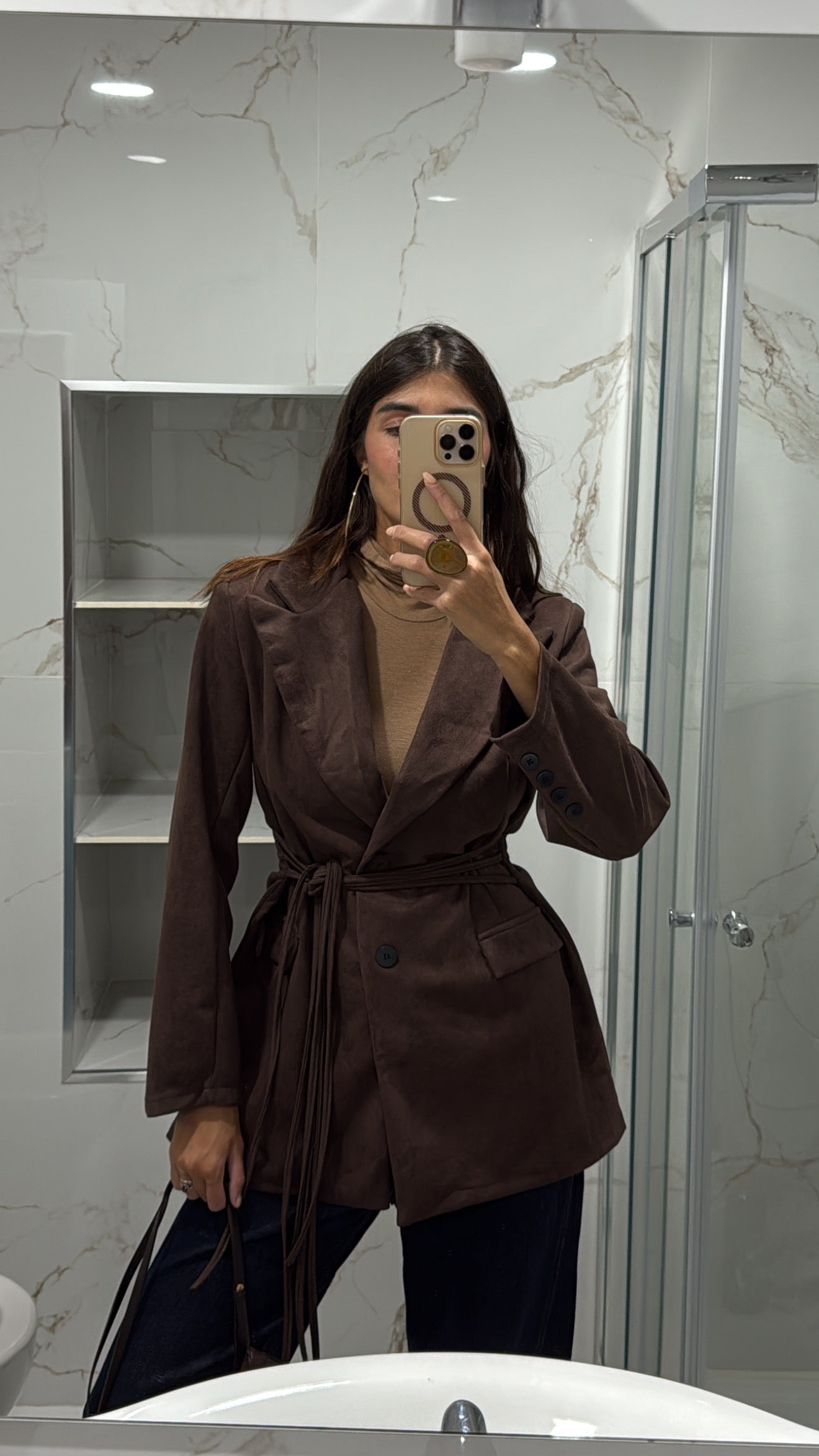 Blazer scamosciato marrone