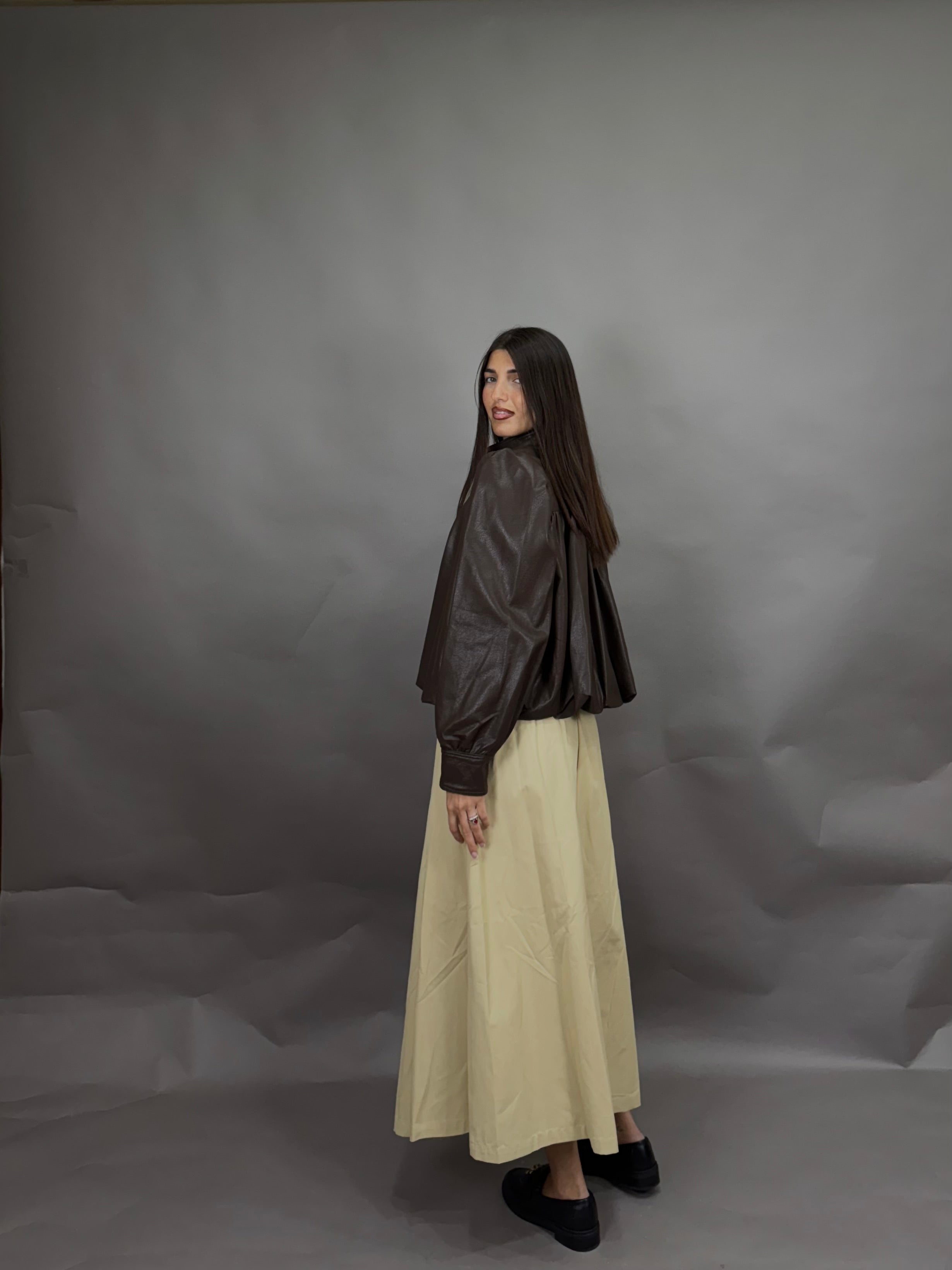 Giacca in pelle marrone