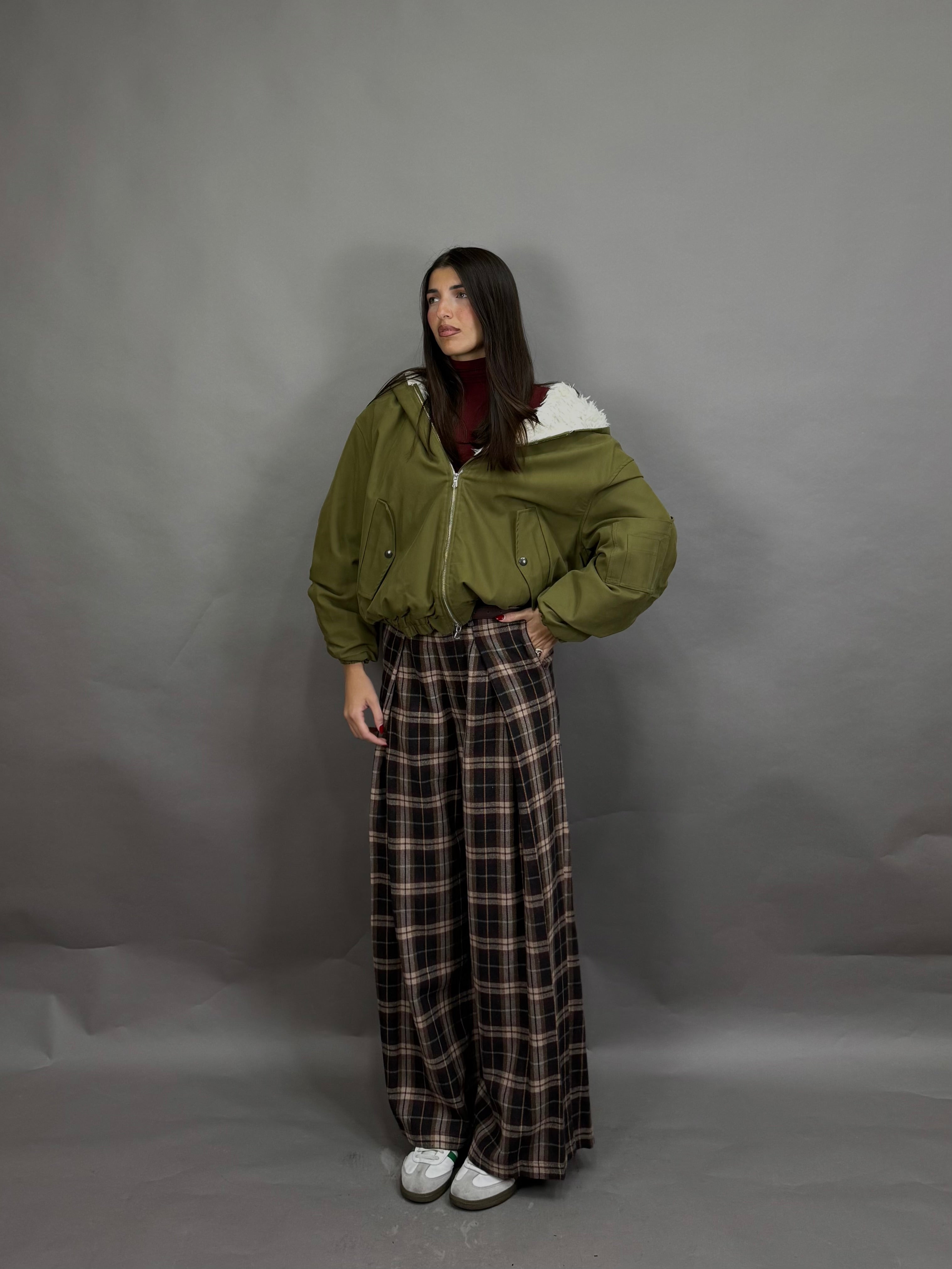 Pantalone quadri lumina bordeaux