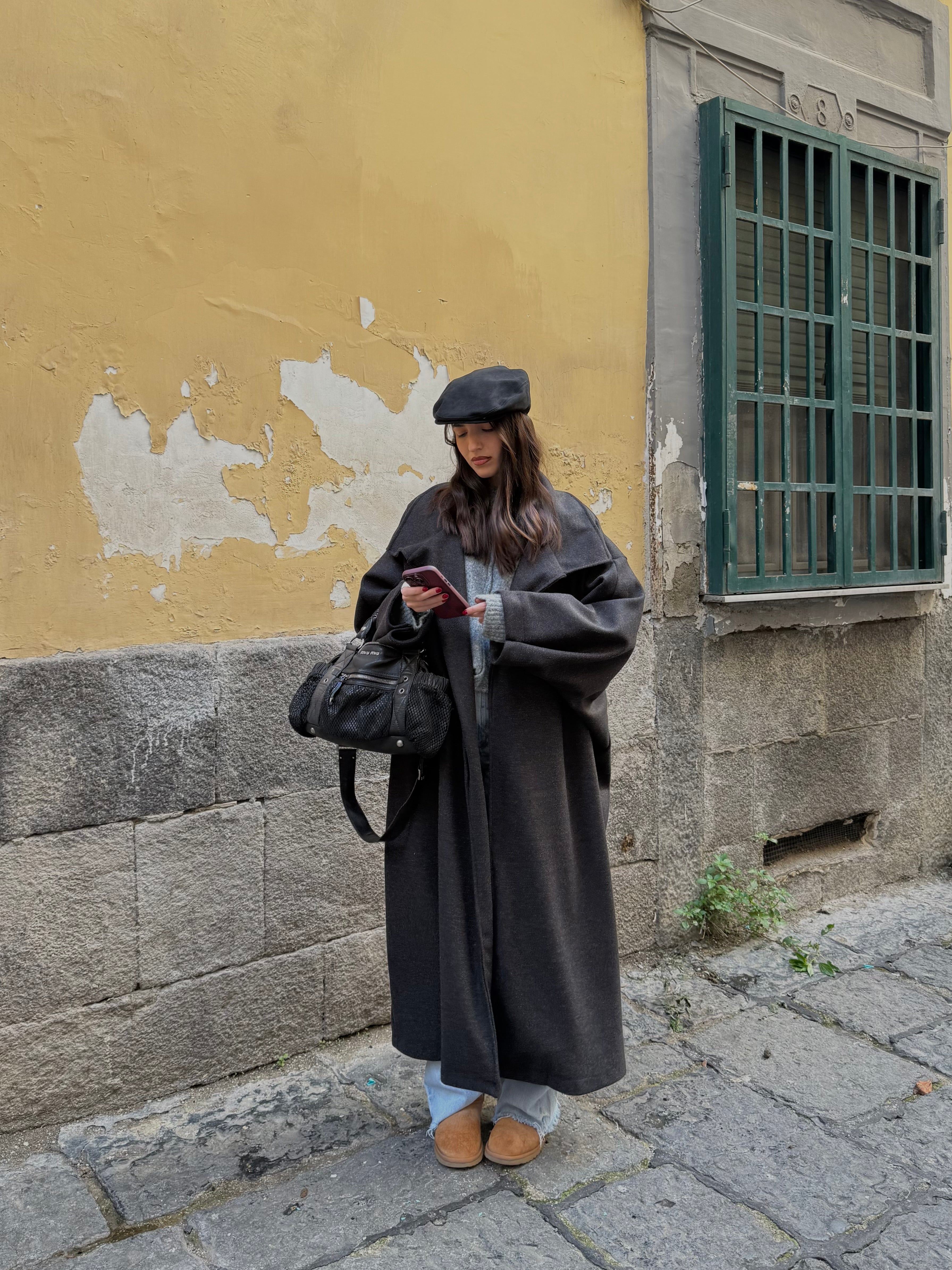 Maxi cappotto 100% misto lana