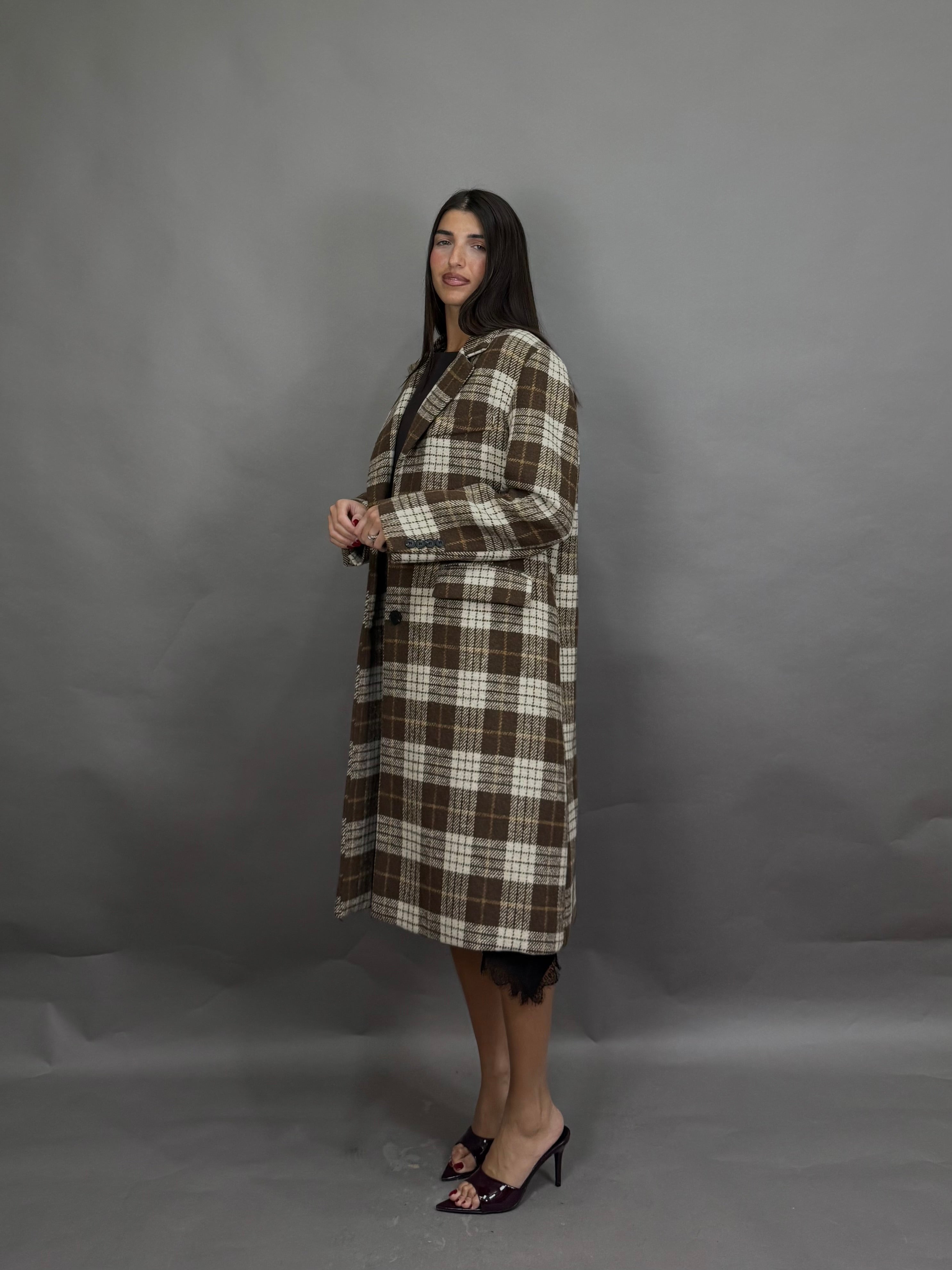 Cappotto quadri lumina marrone