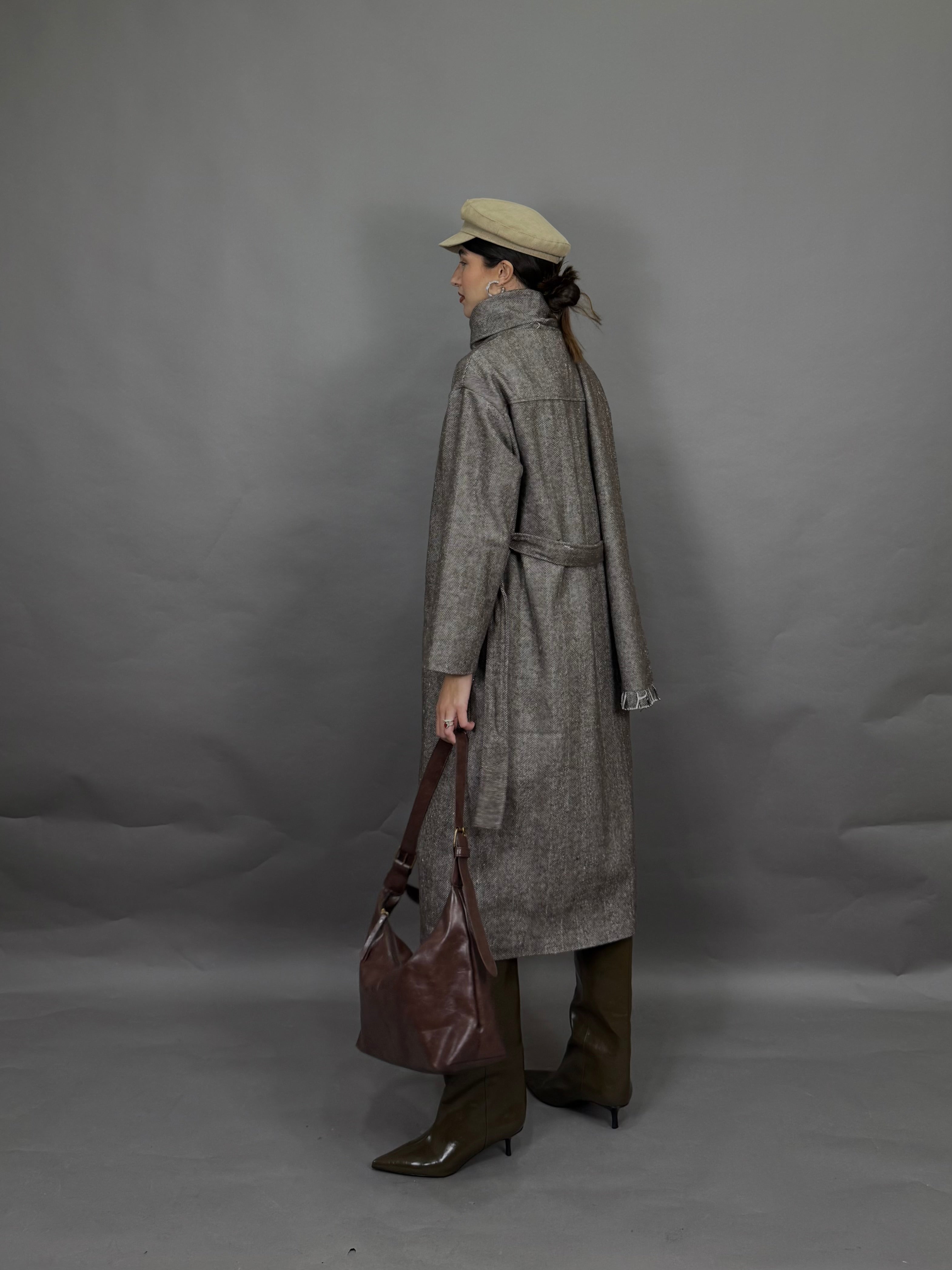 Cappotto sciarpa marrone