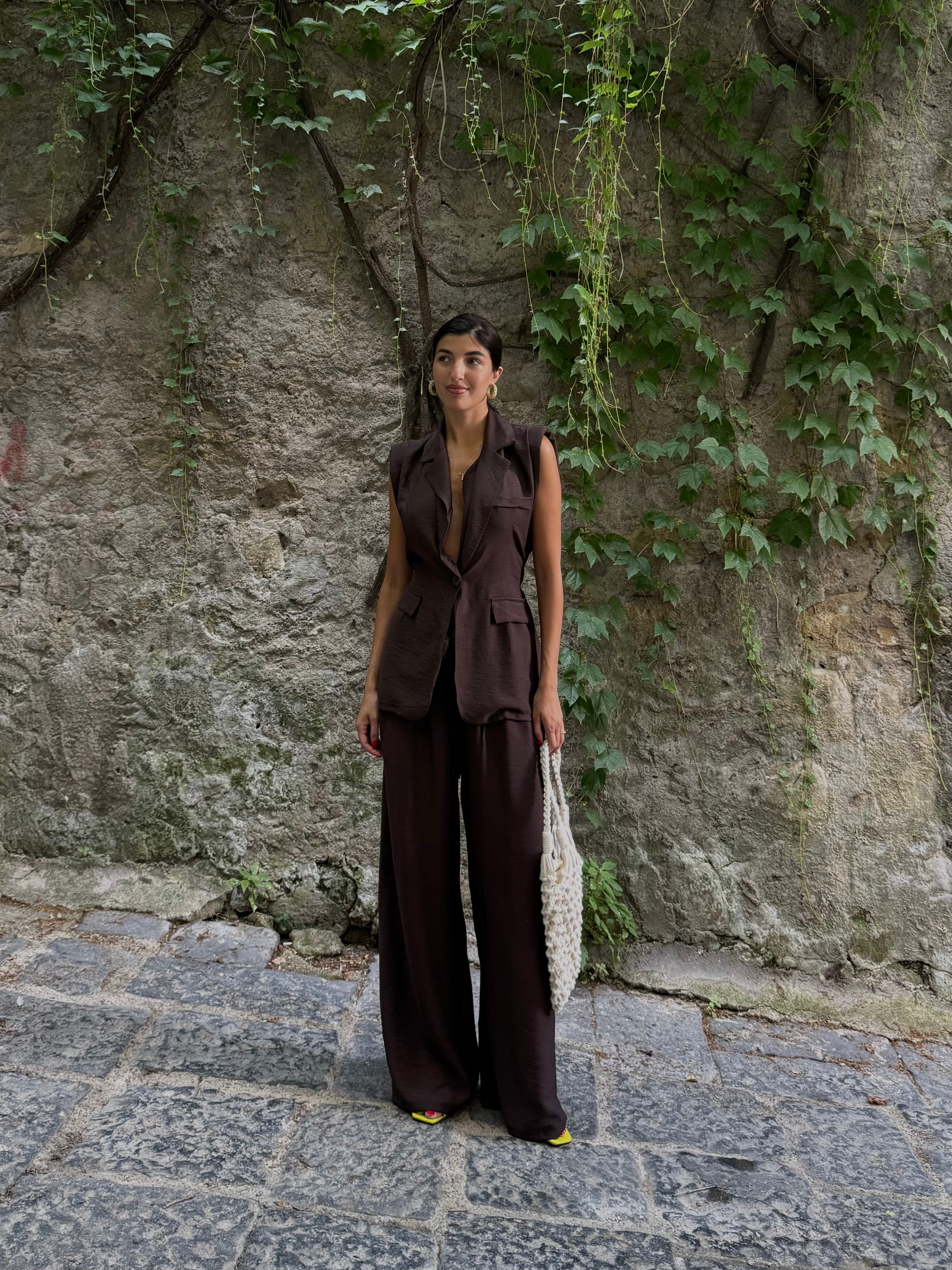Completo con gilet in viscosa