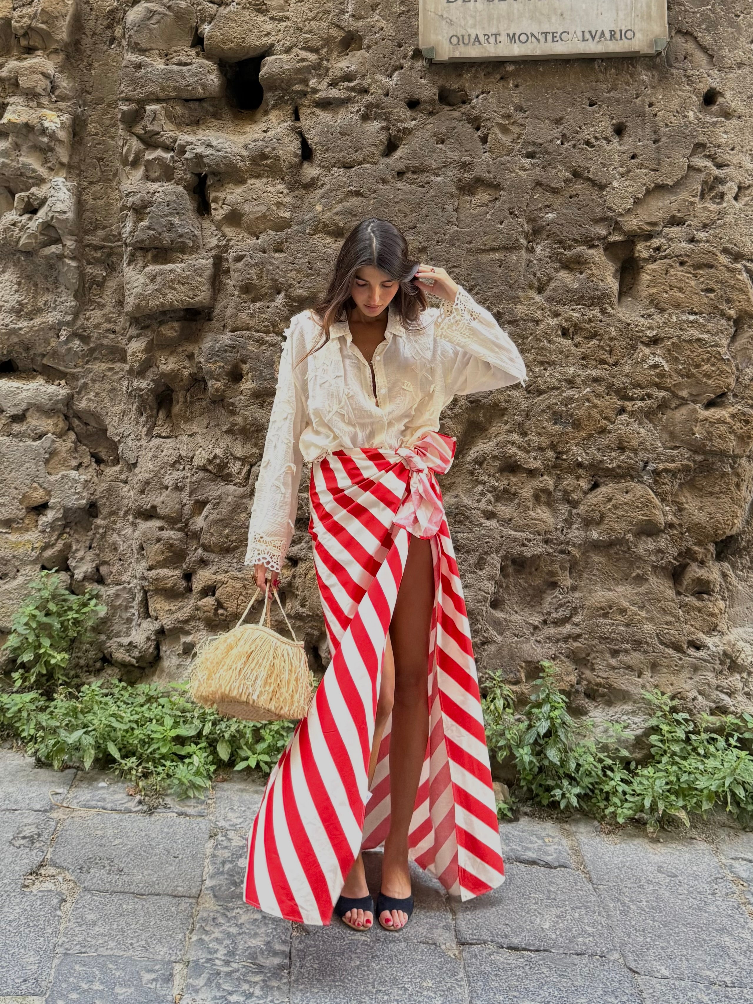 Pareo Lumina righe rosso - LadyB Shop Online