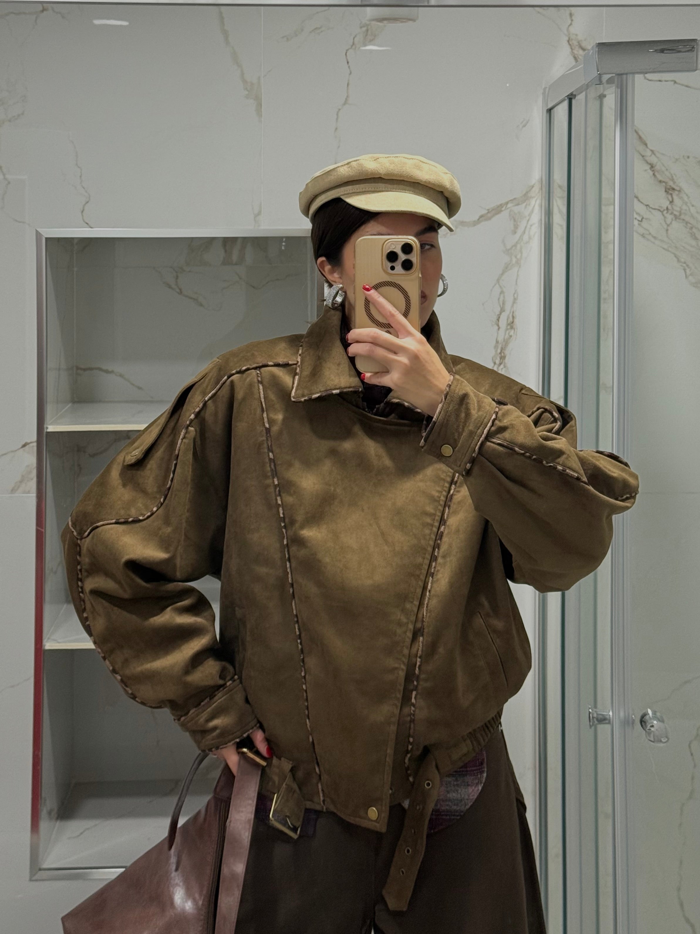 Giacca scamosciata verde