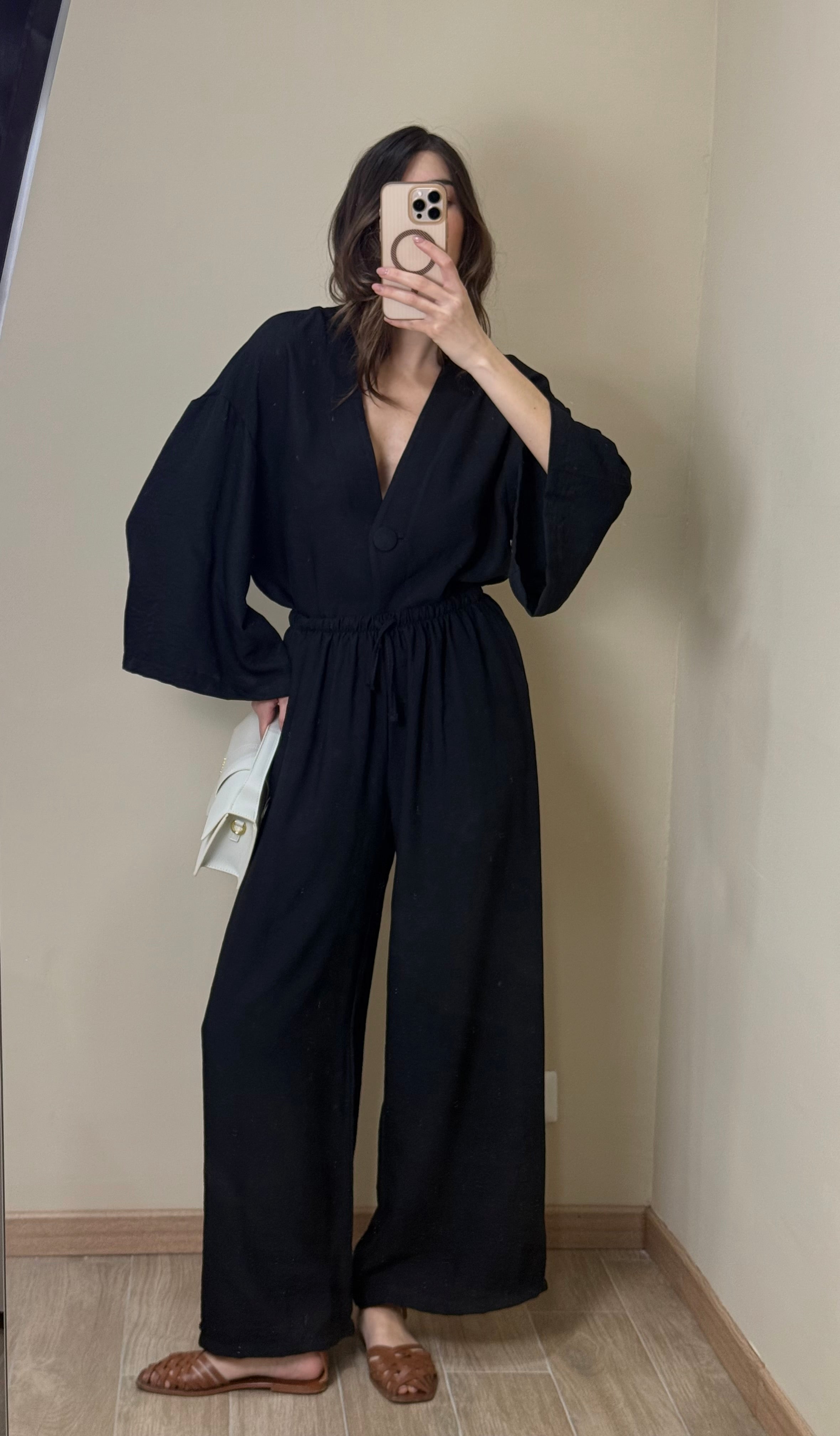 Coordinato misto lino nero - LadyB Shop Online