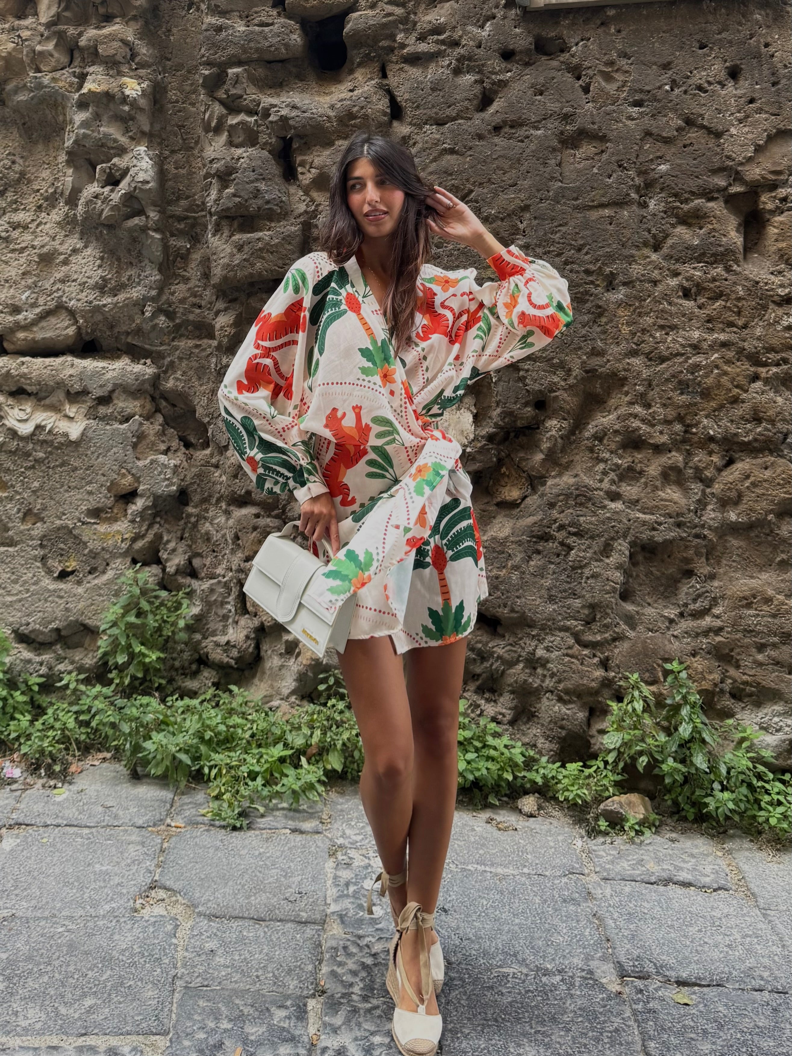 Dress Castiglione panna e verde - LadyB Shop Online