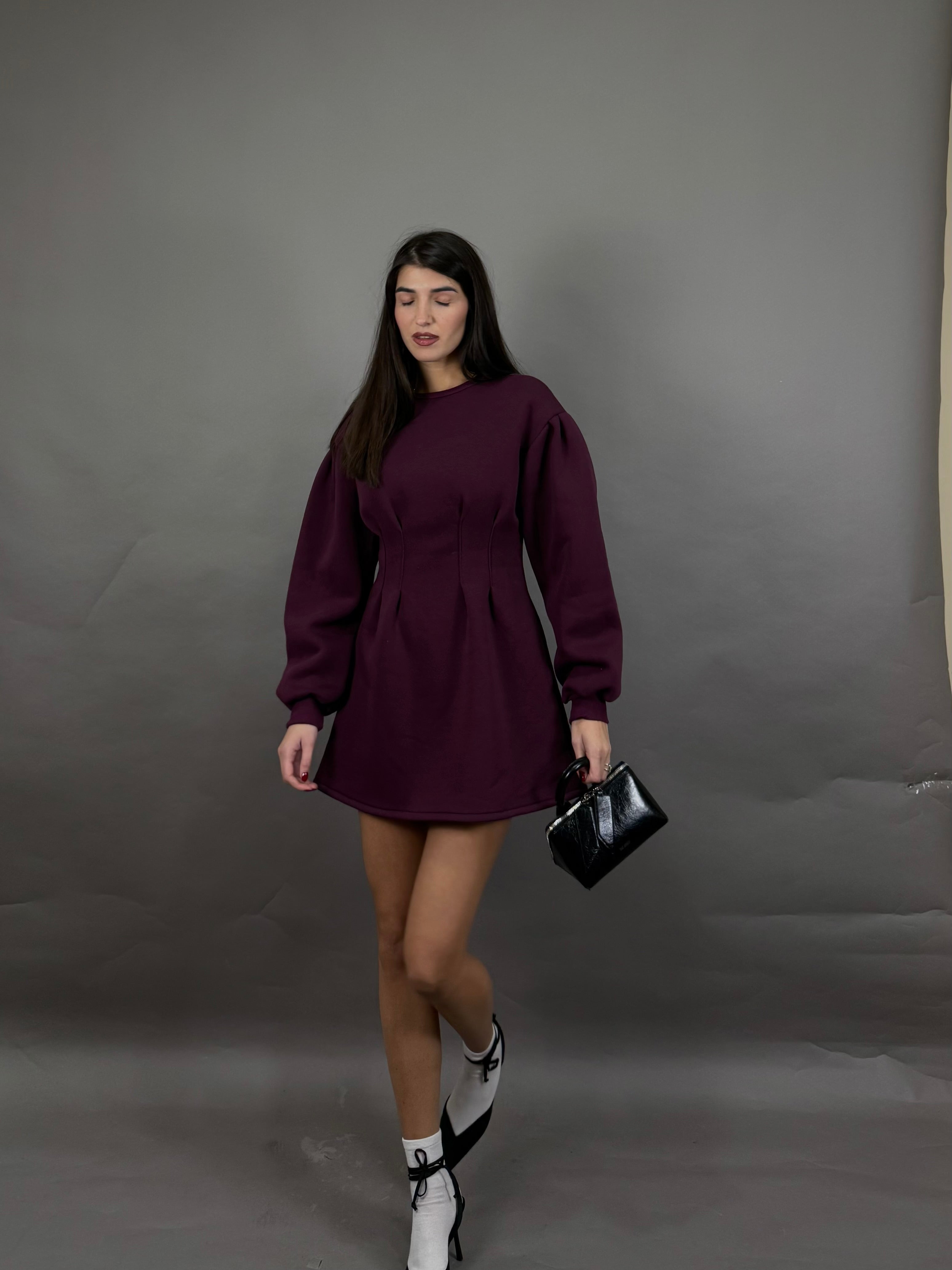 Abito in felpa bordeaux