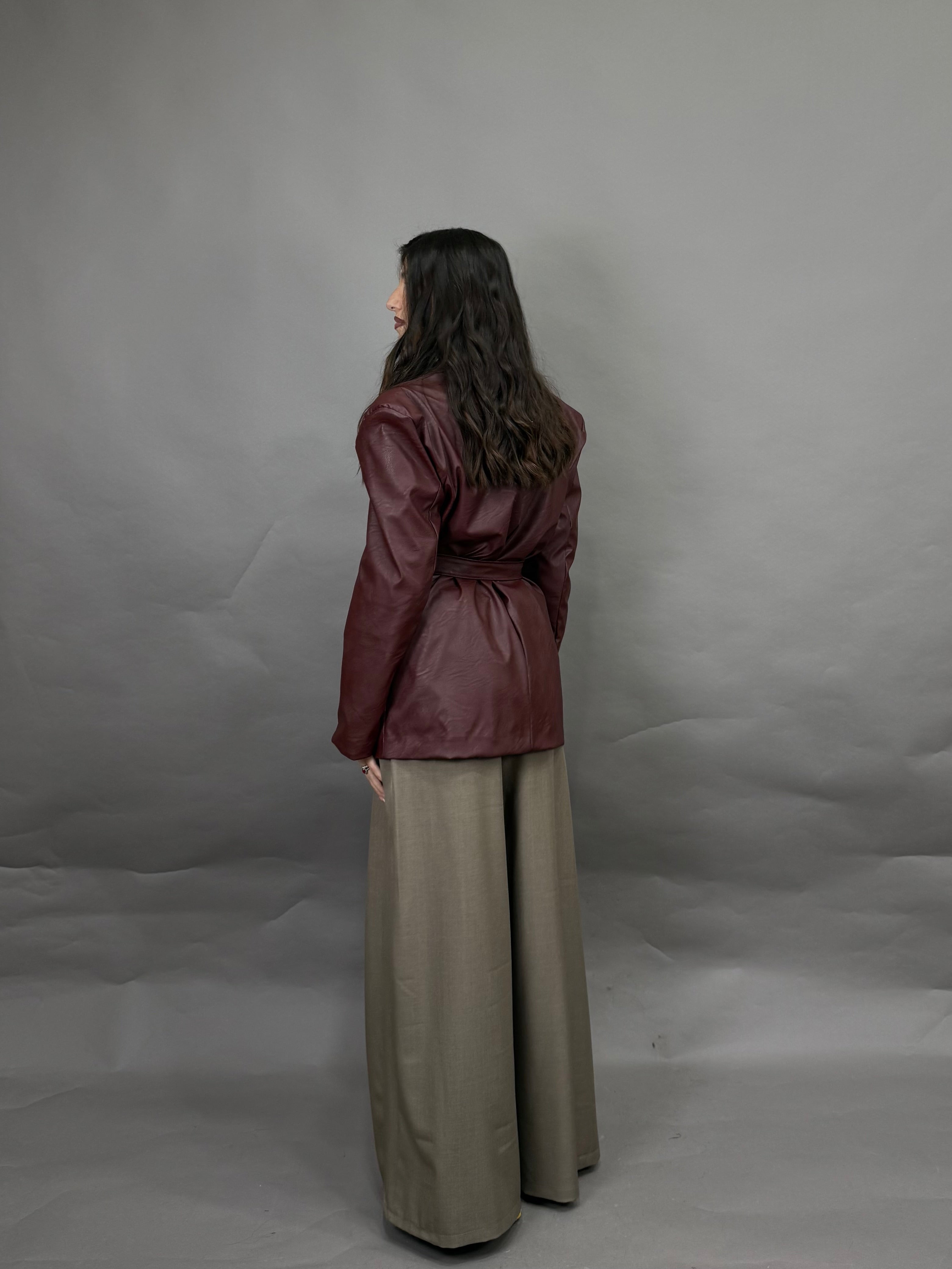 Giacca in ecopelle bordeaux