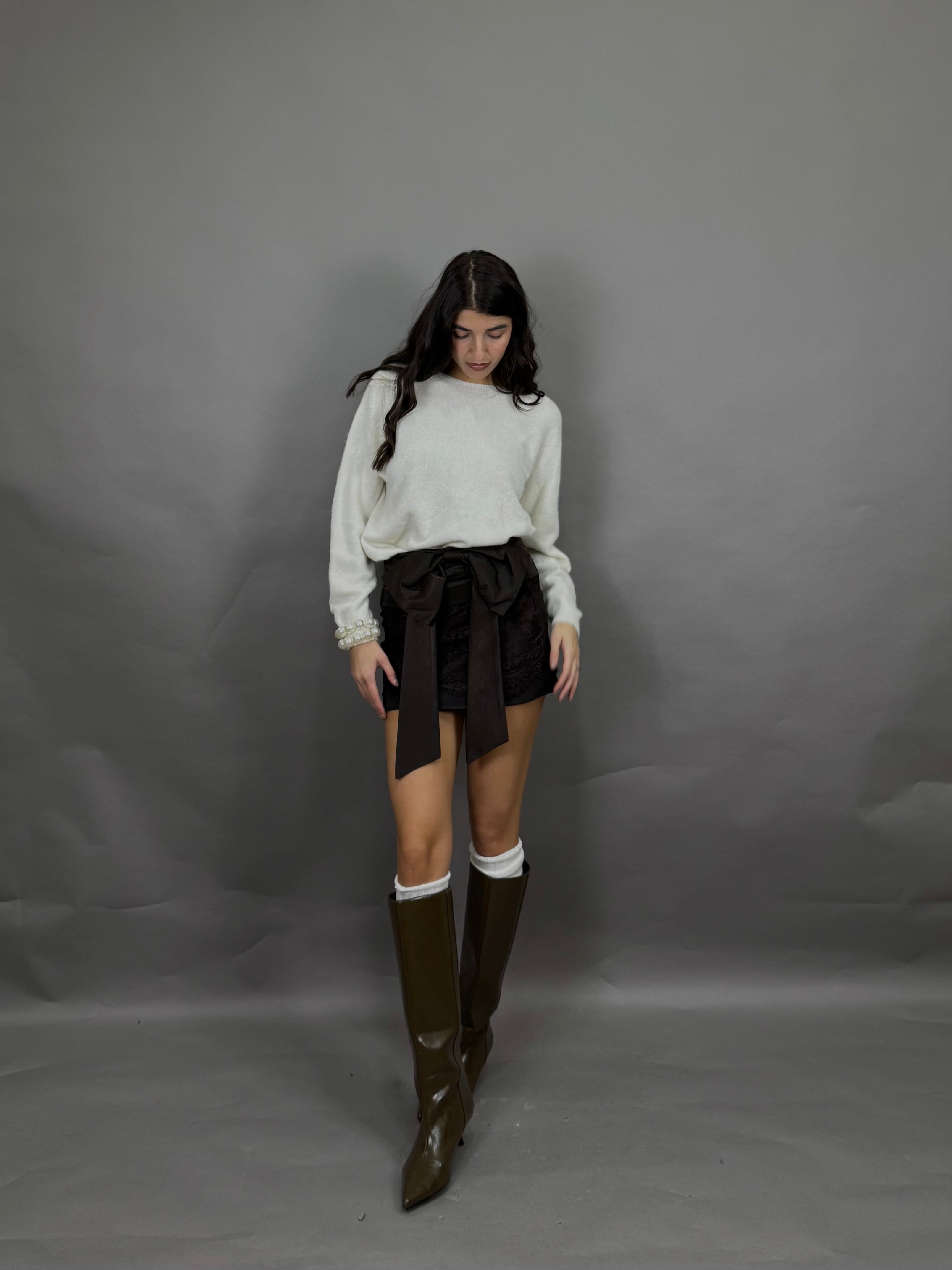 Gonna lumina fiocco marrone