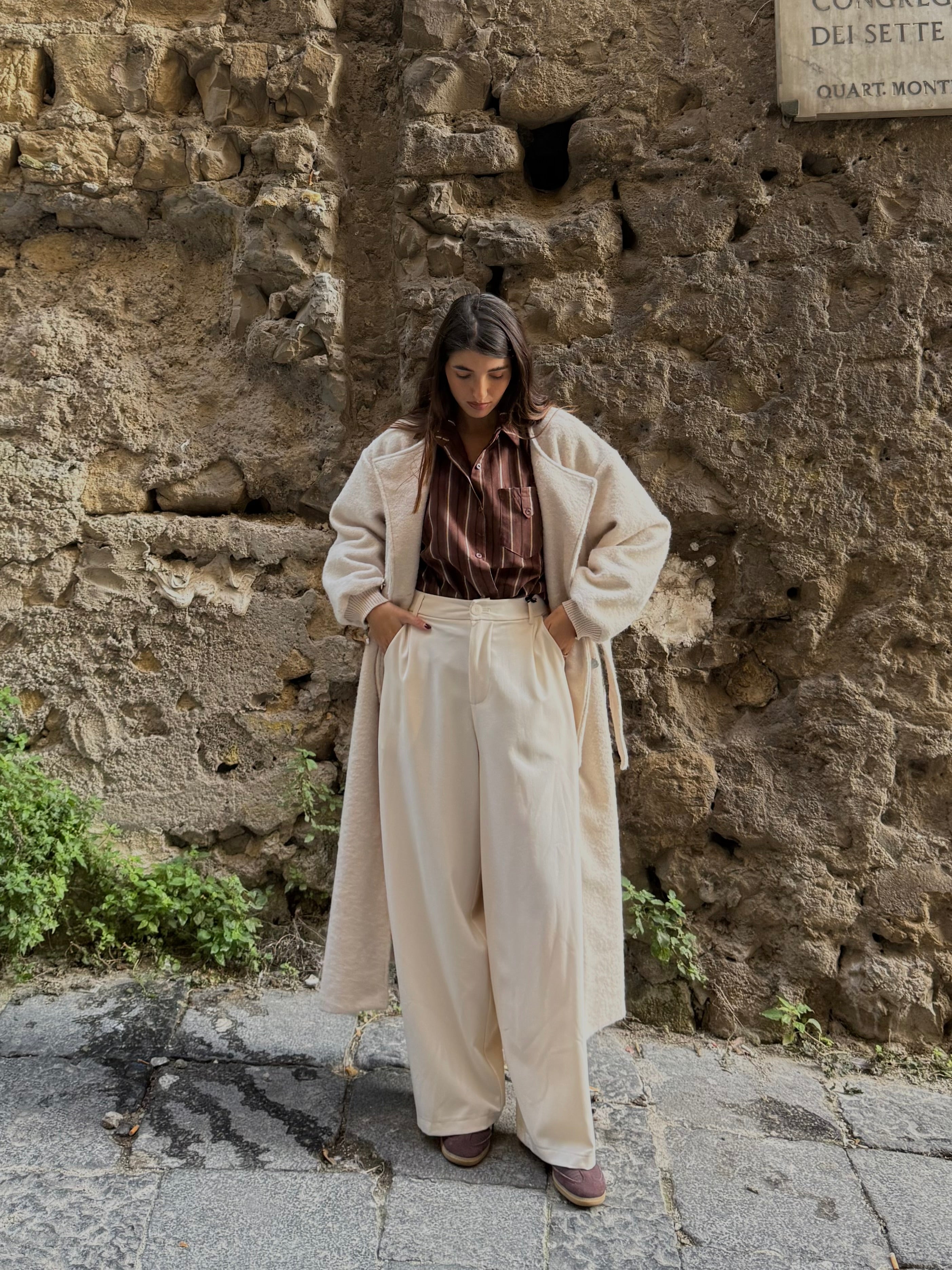 Pantalone morbido lumina panna