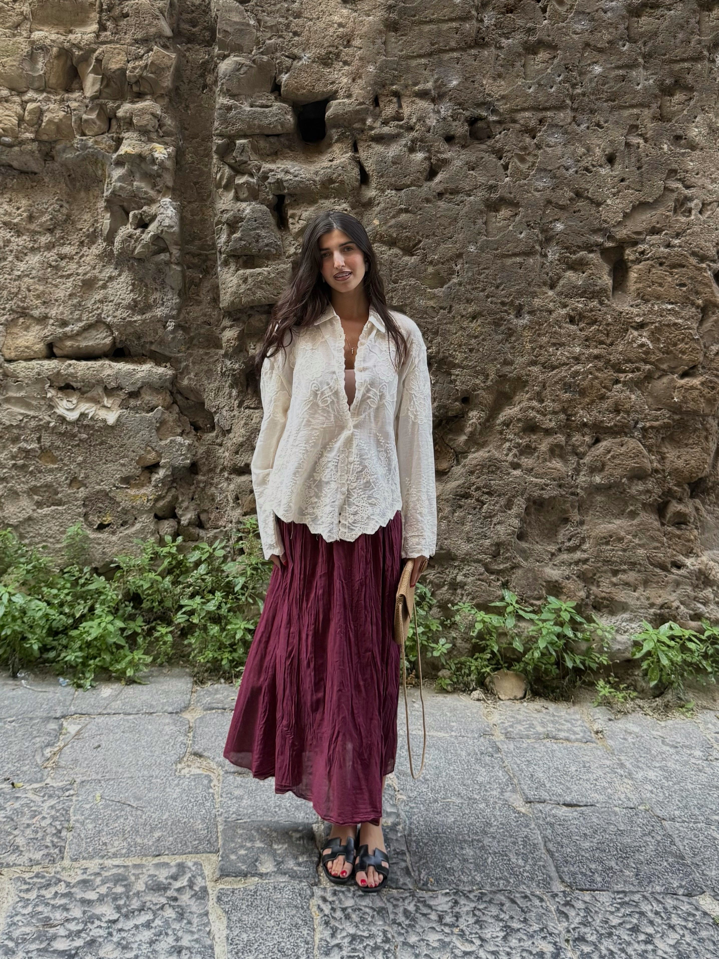 Gonna in cotone bordeaux - LadyB Shop Online