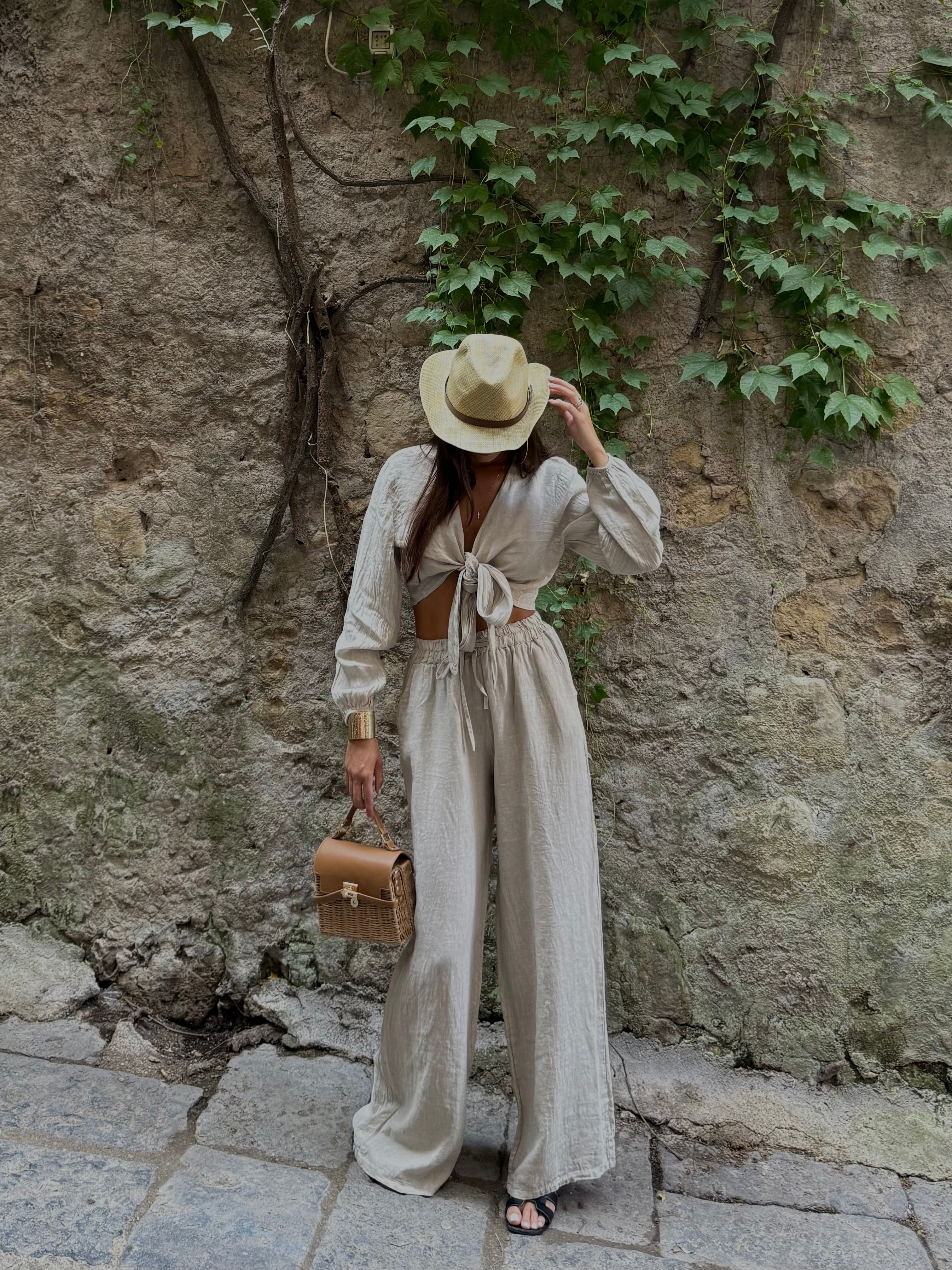 Pantalone lino fango - LadyB Shop Online