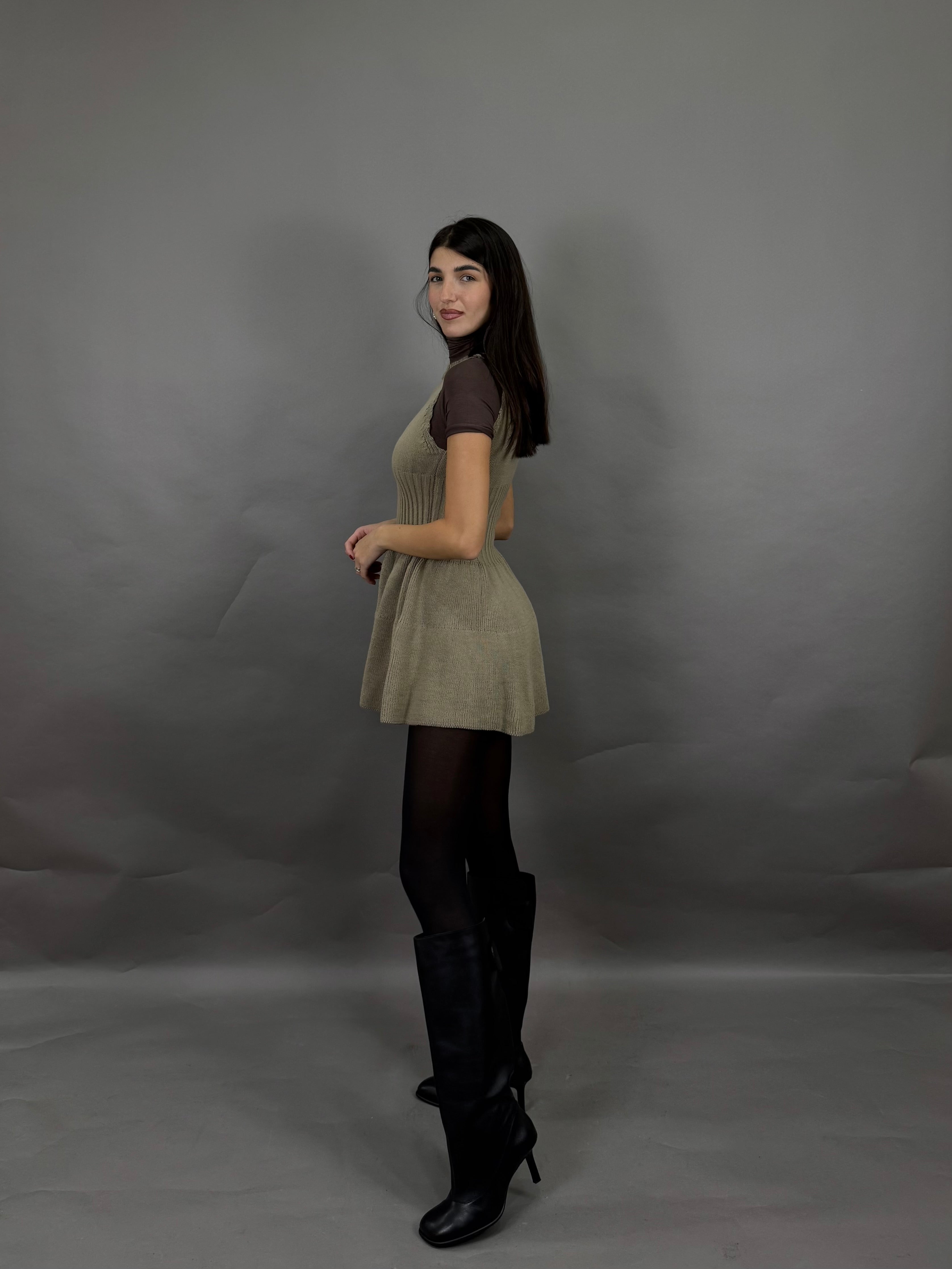 Dress lana rasata fango