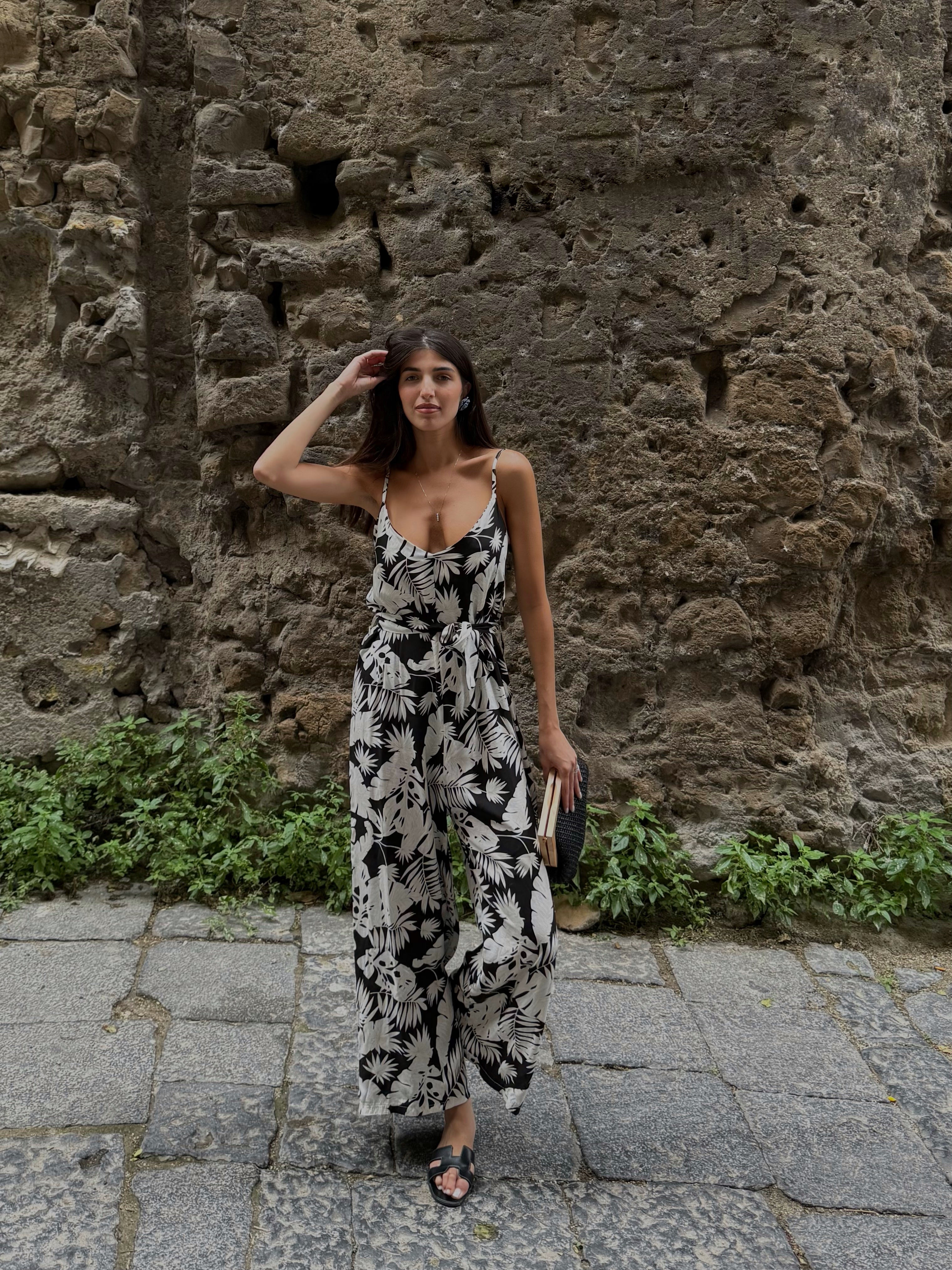 Jumpsuite foglia nero - LadyB Shop Online