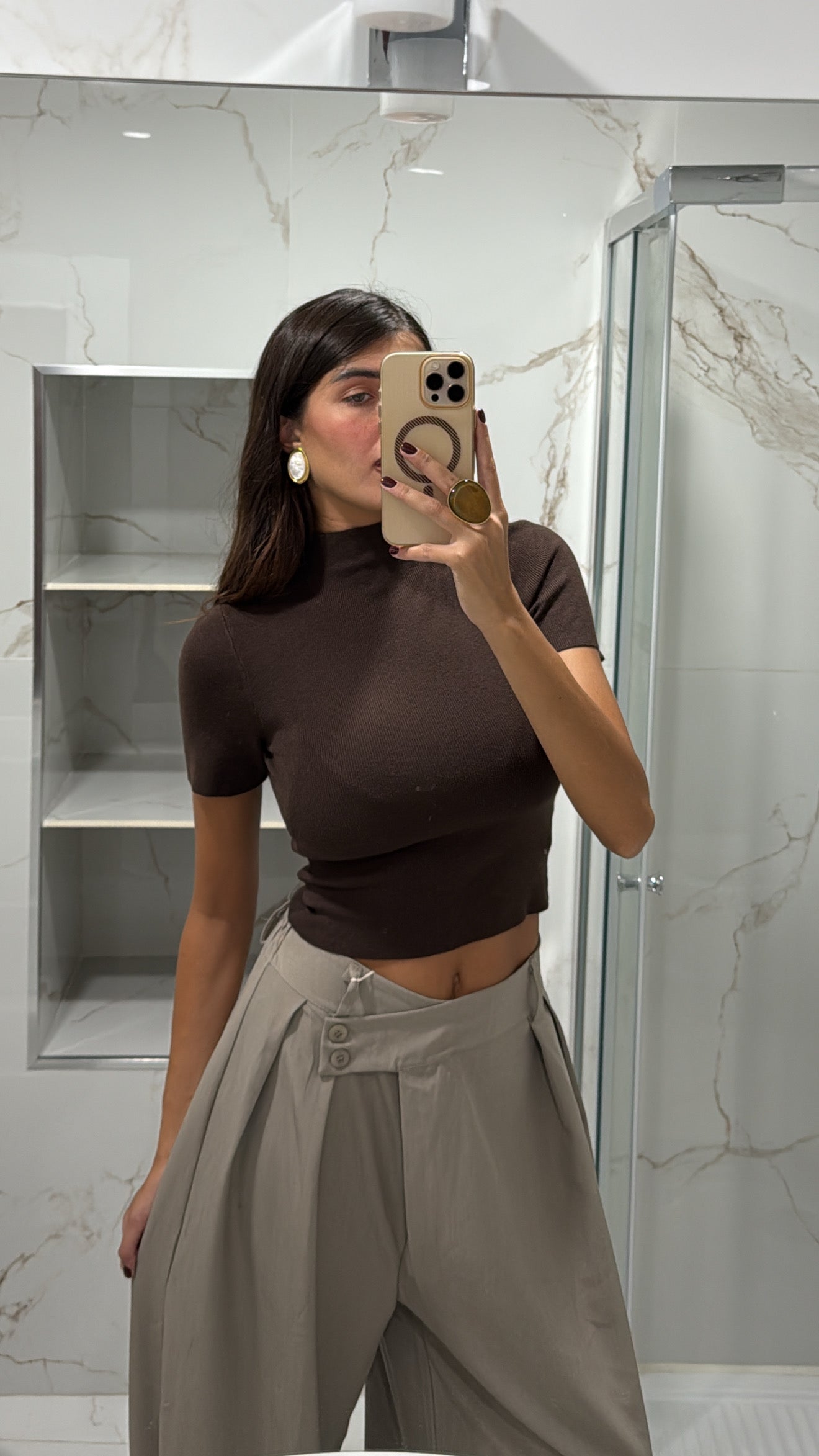 Maglia mezza manica marrone