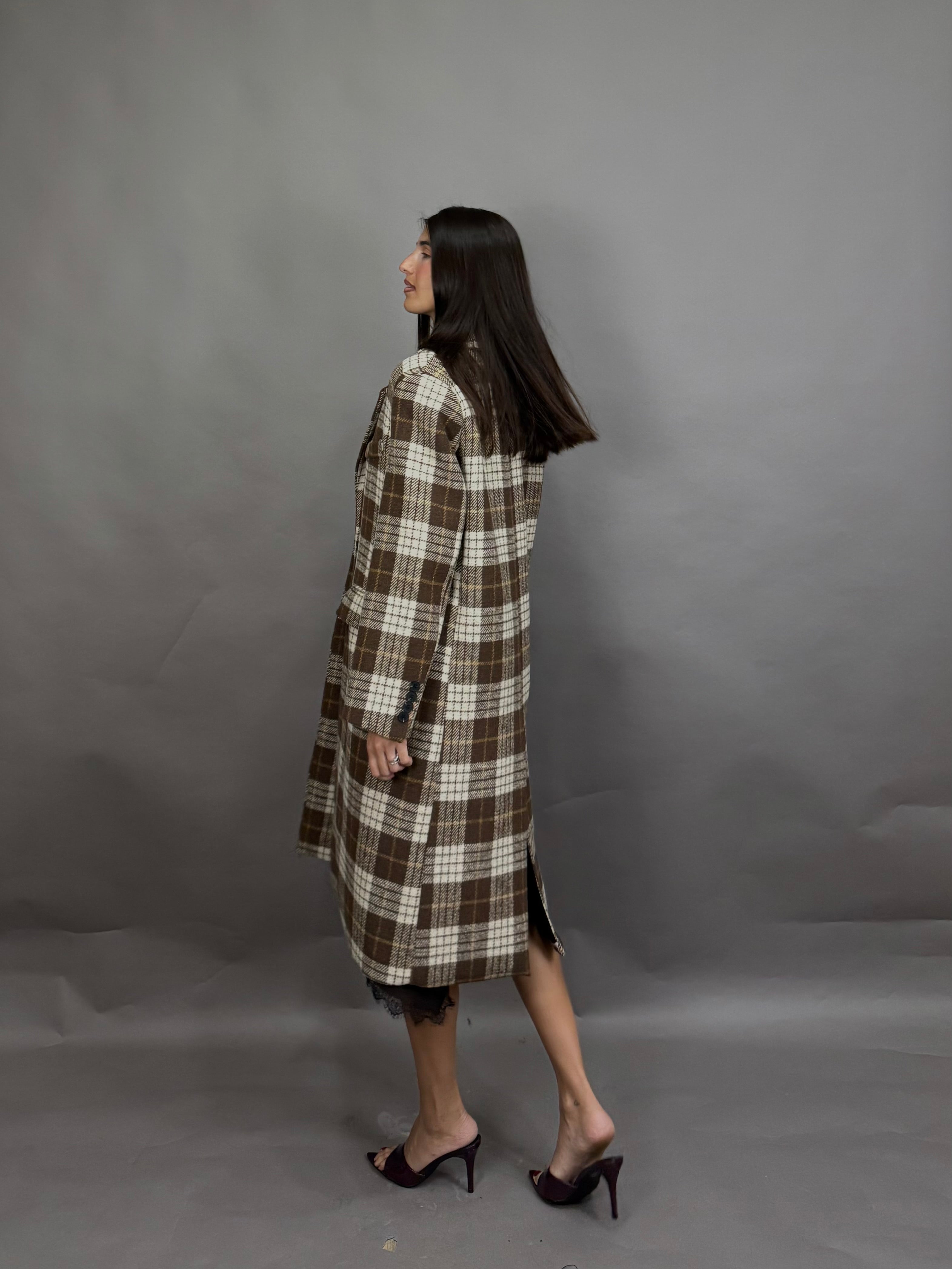 Cappotto quadri lumina marrone