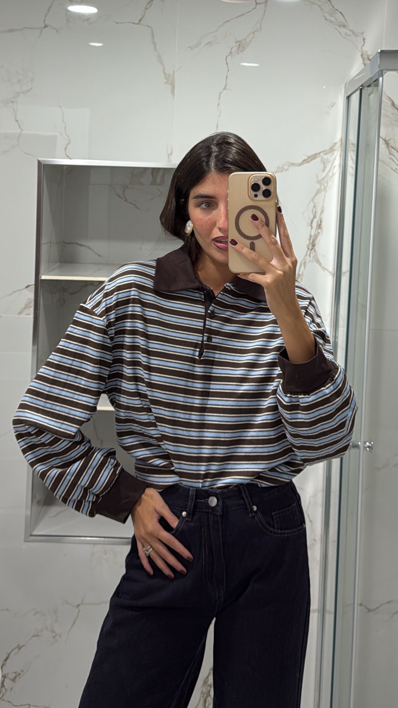 Polo righe azzurra