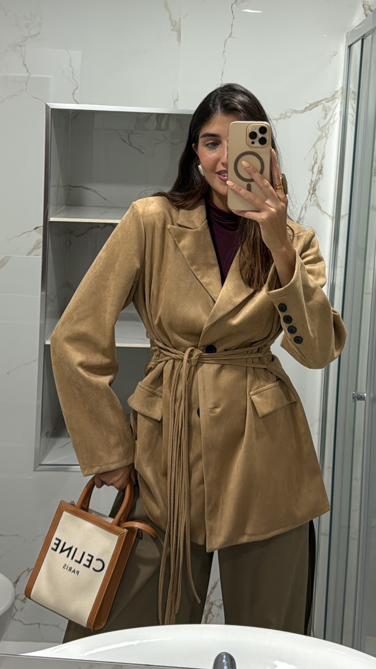 Blazer scamosciato cammello