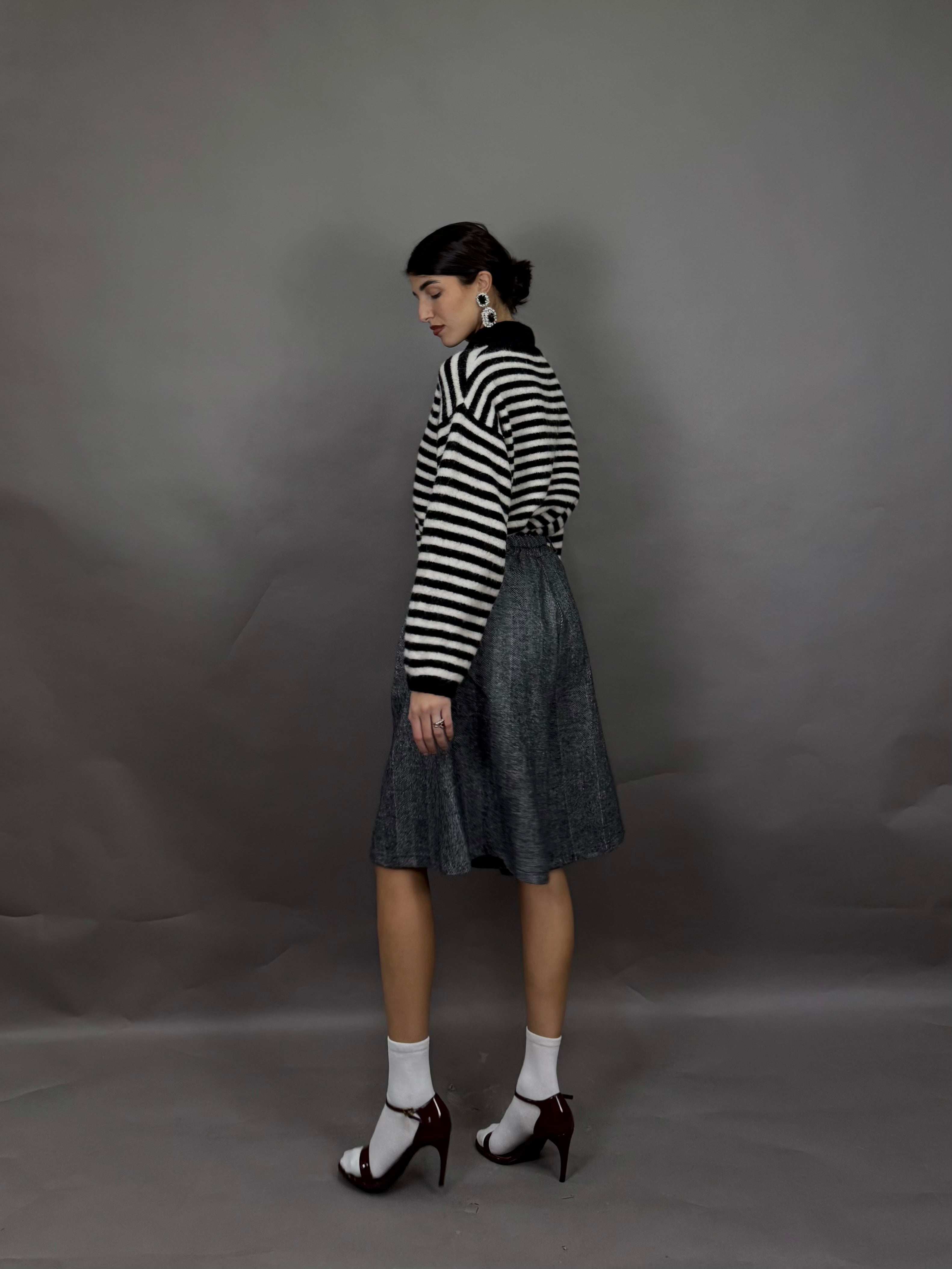 Maglione polo righe nero