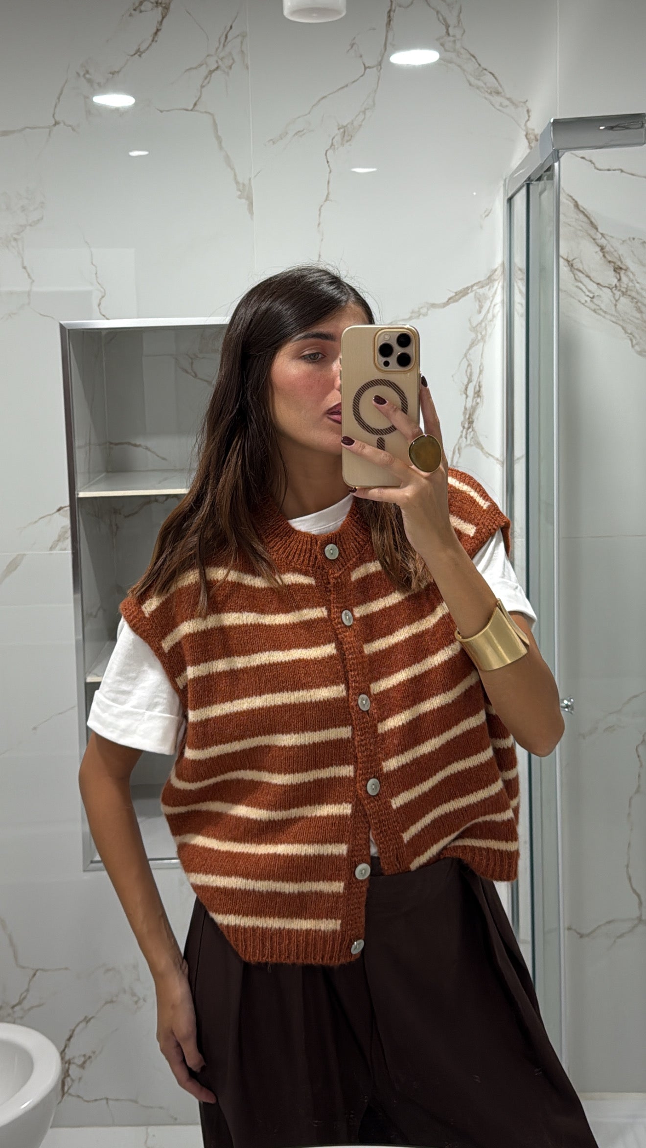 Gilet a righe ruggine