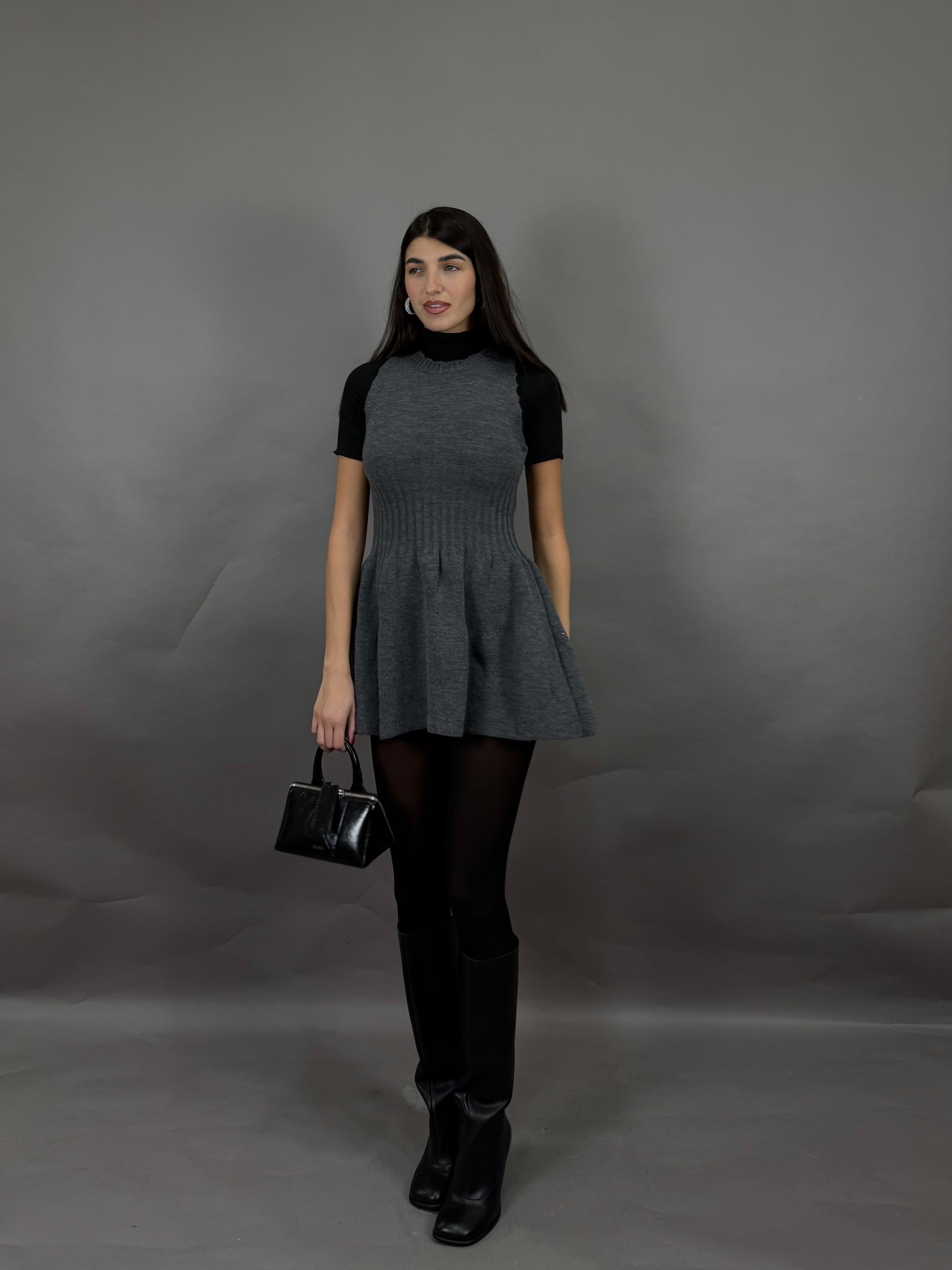 Dress lana rasata grigio