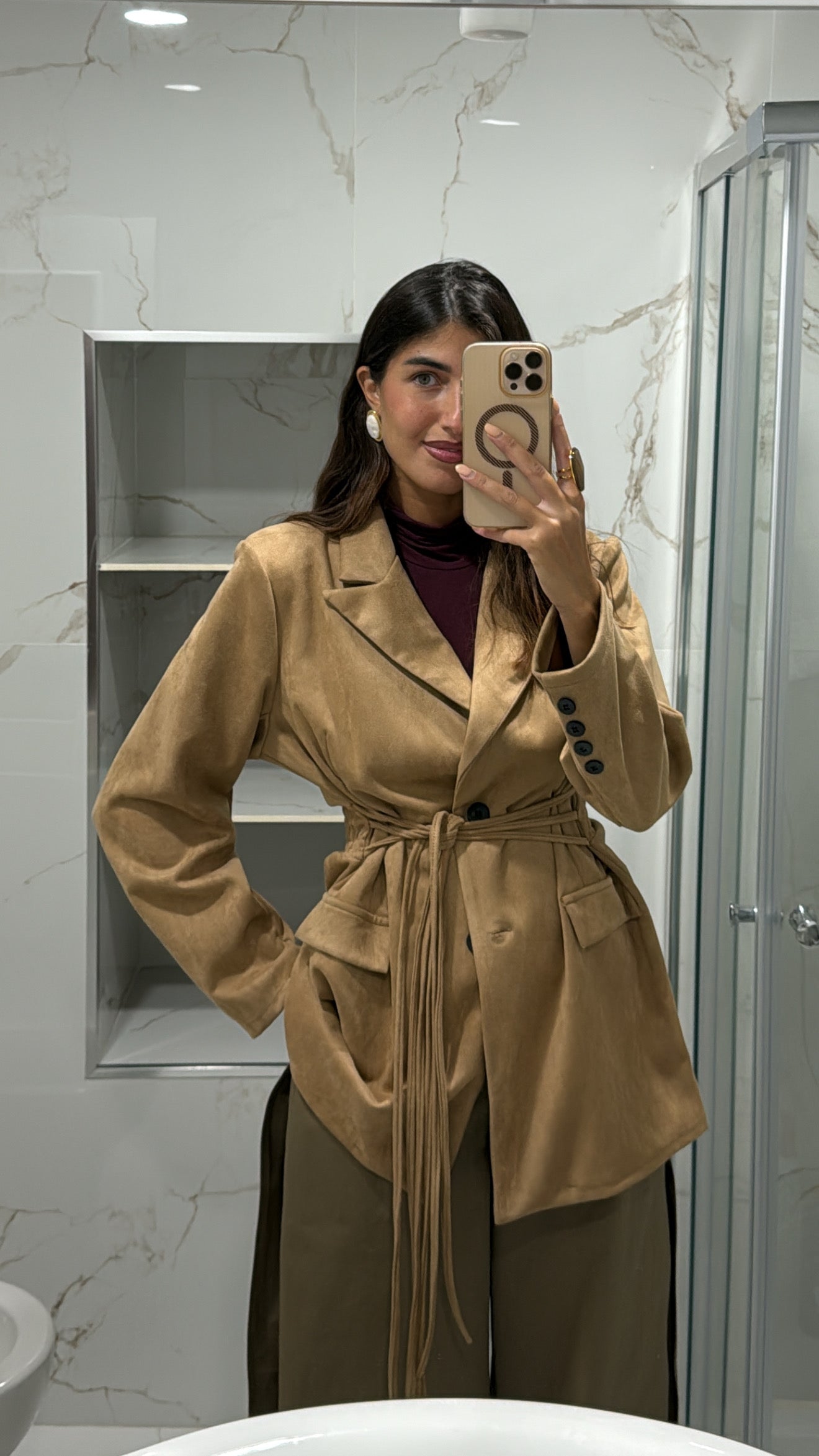 Blazer scamosciato cammello