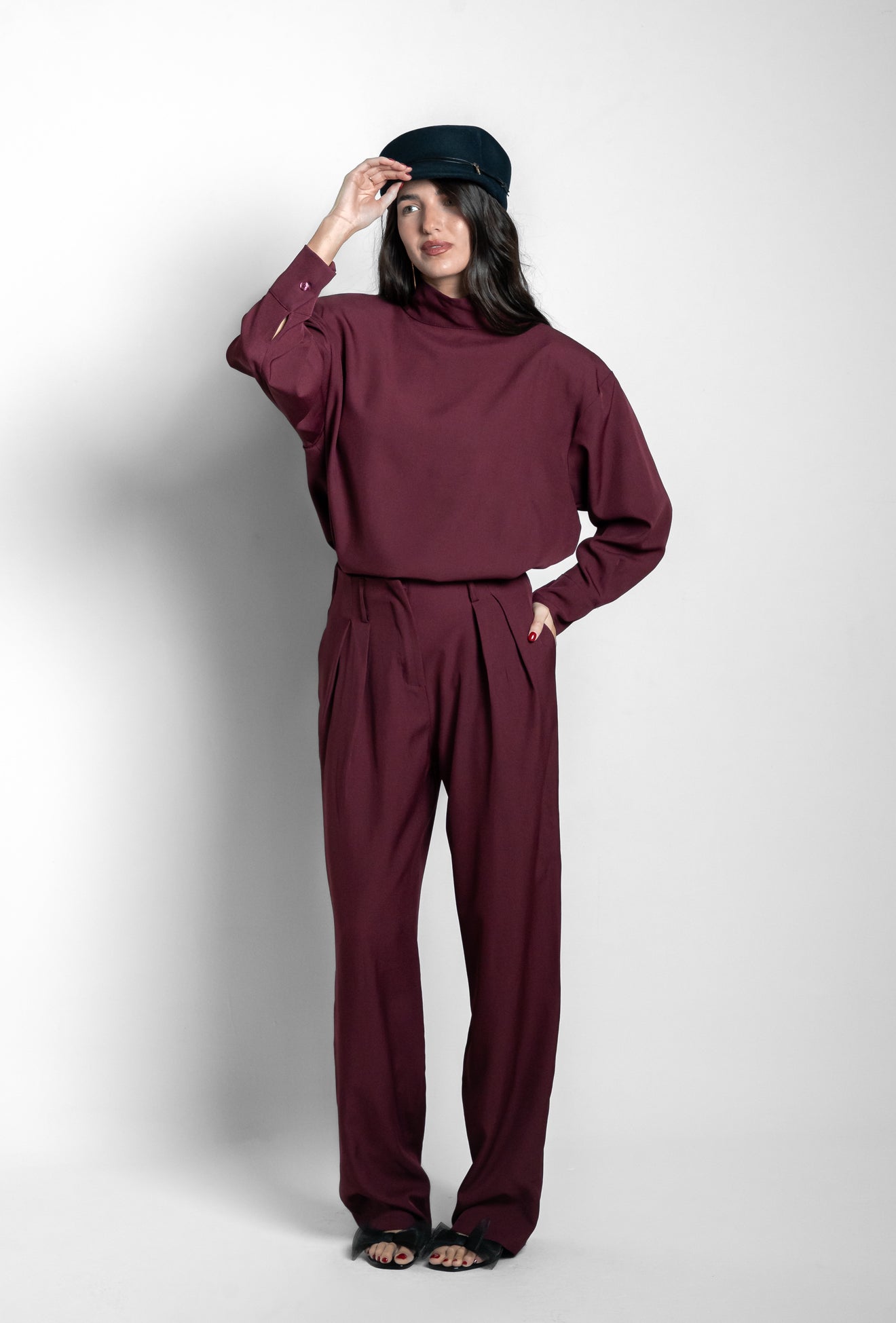 Pantalone taglio sartoriale bordeaux