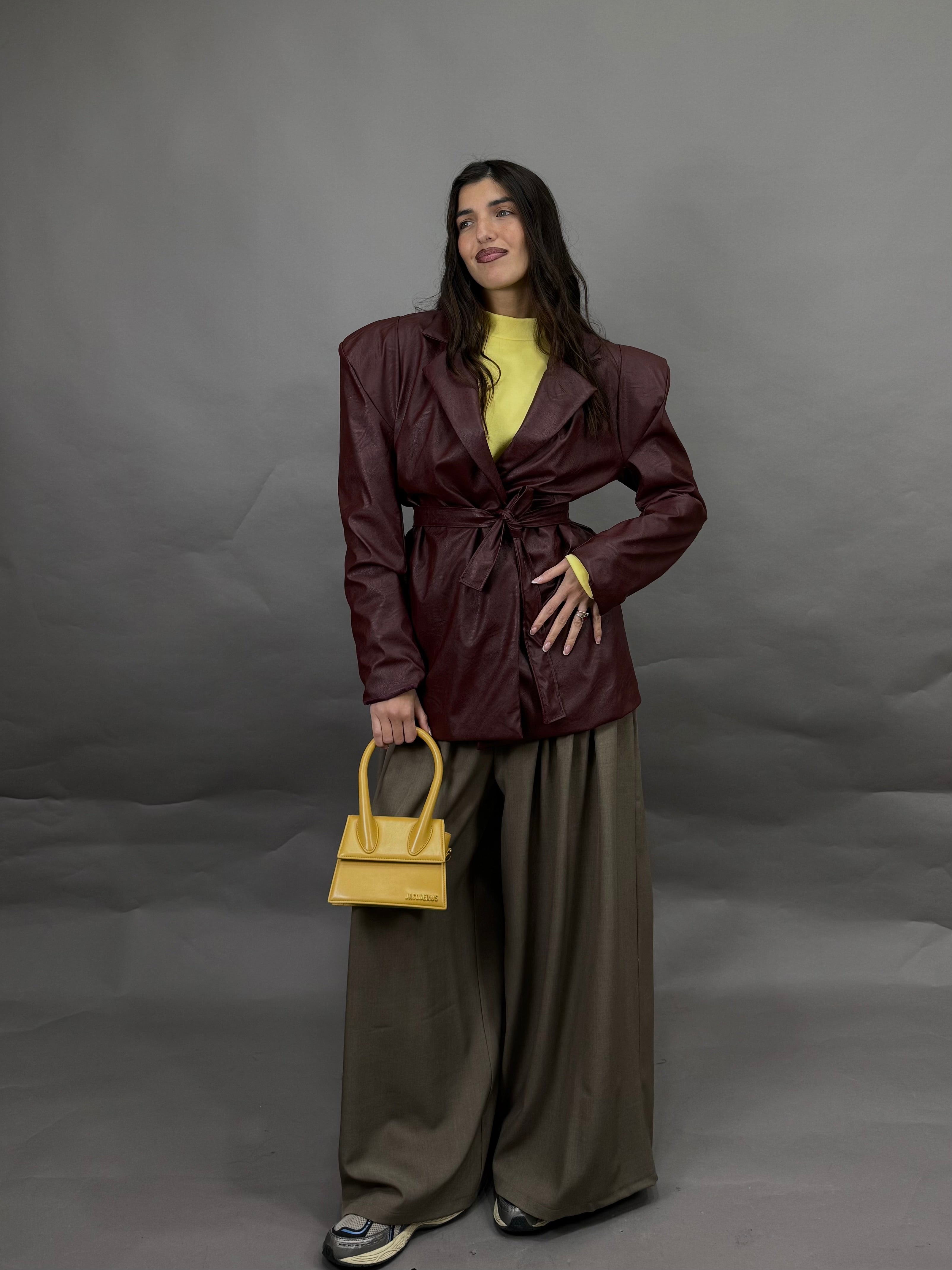 Giacca in ecopelle bordeaux