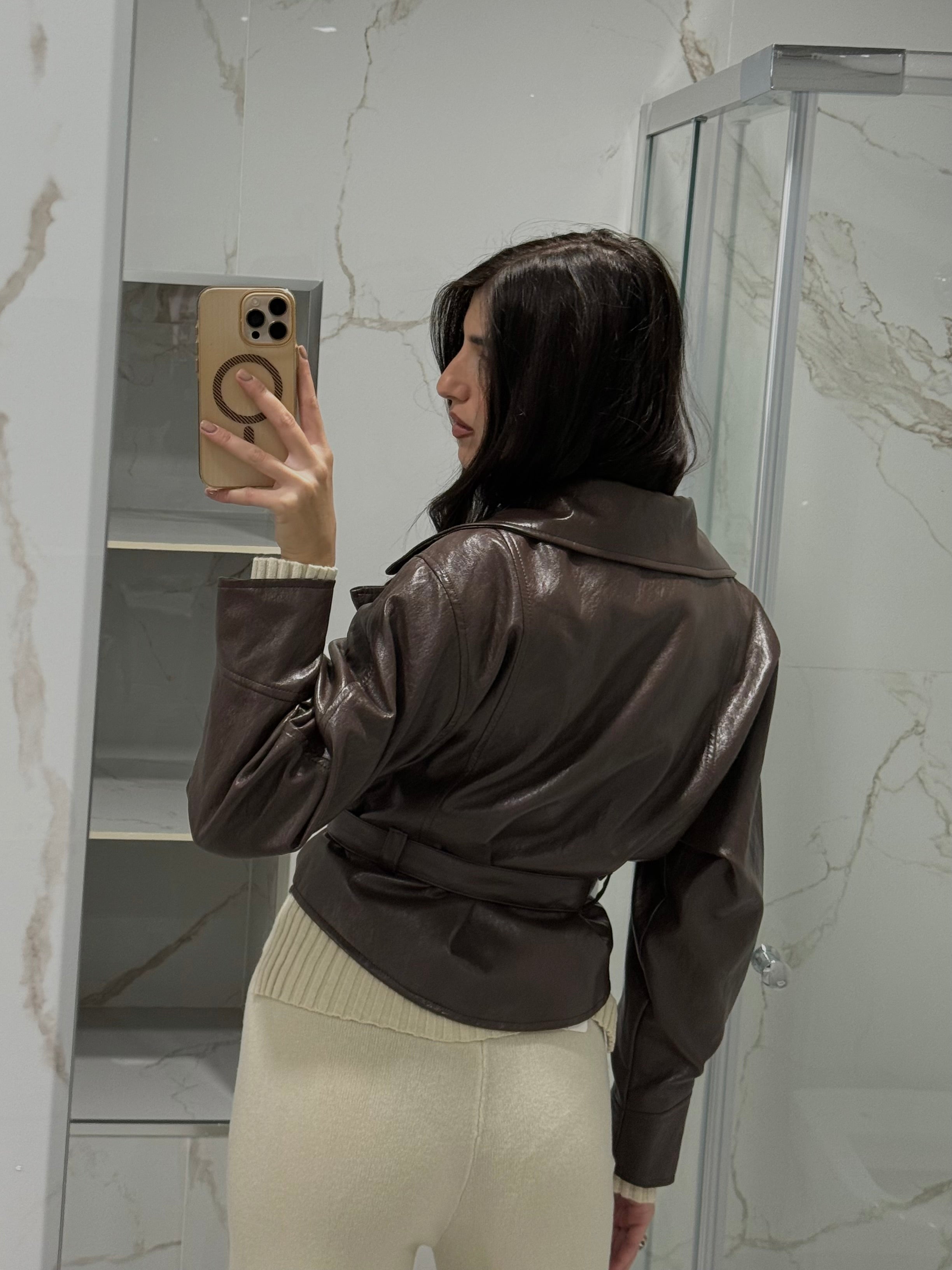 Giacca in pelle by just marrone