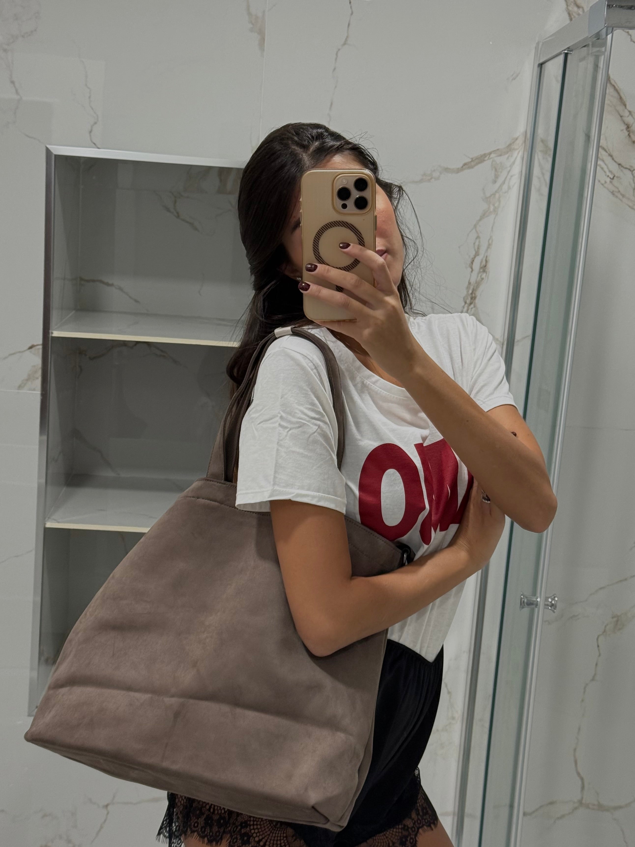 Borsa camoscio fango